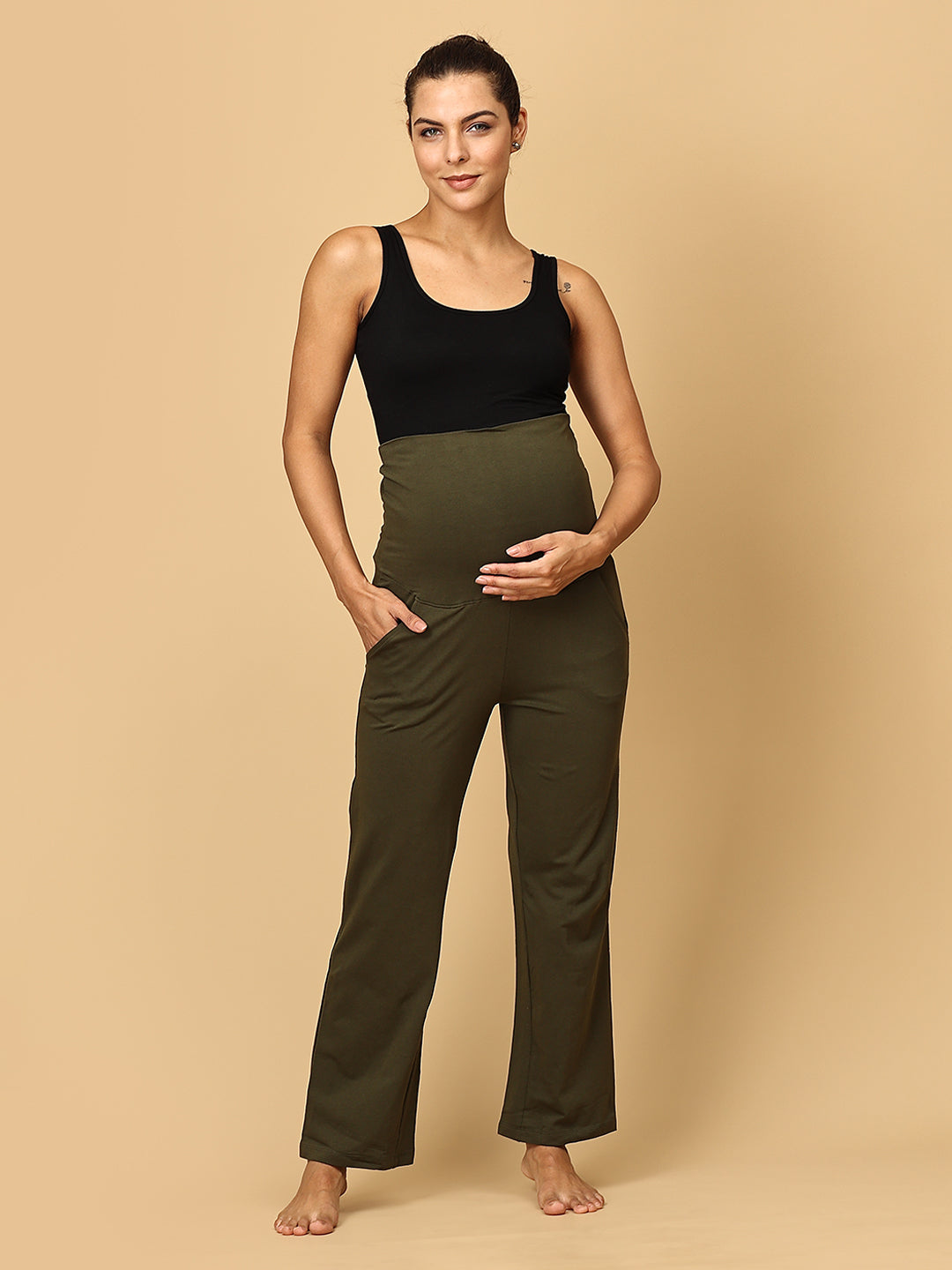Comfy Maternity Trackpants - Olive