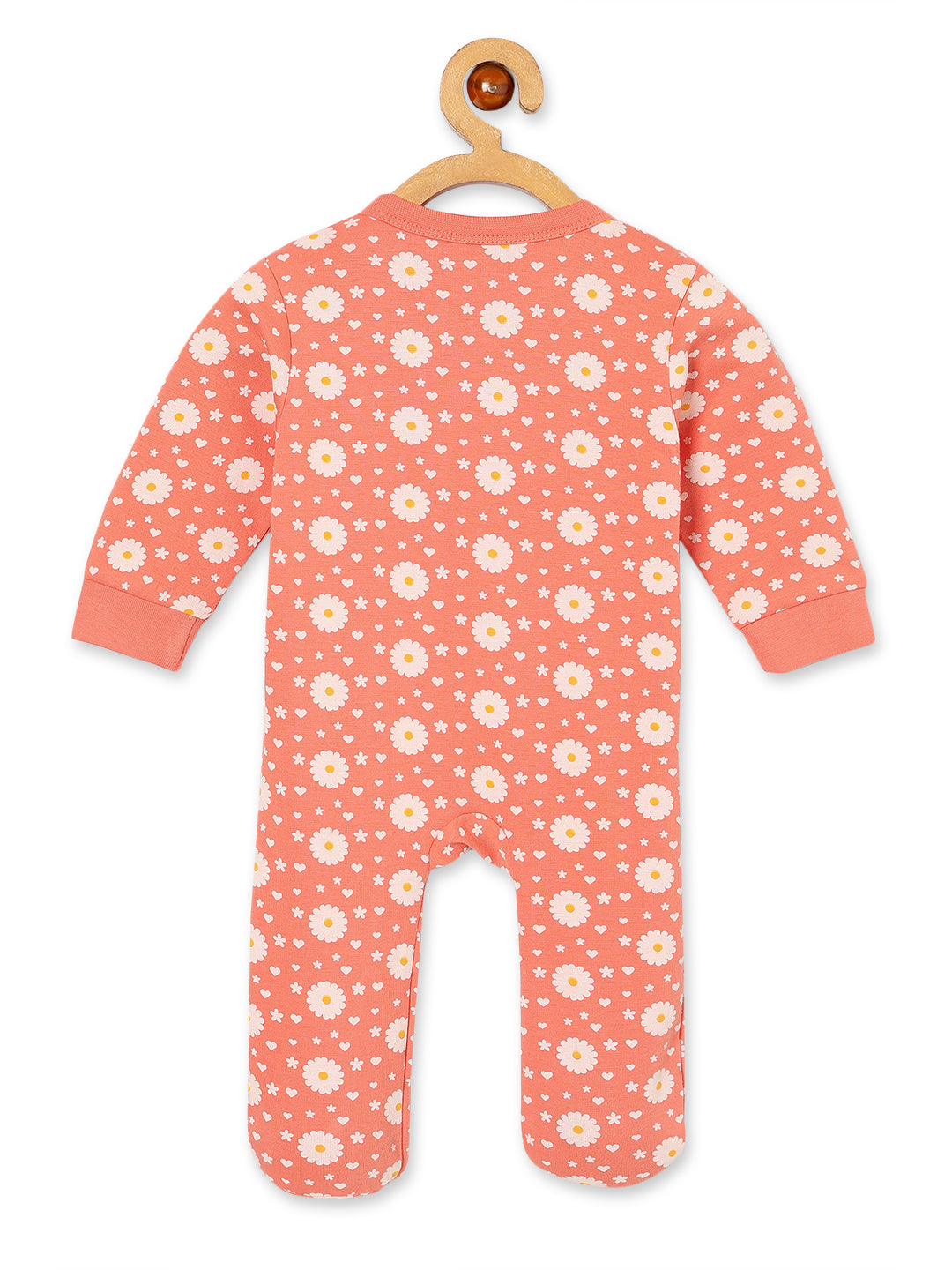 Coral Blossom Infant Zipper Romper