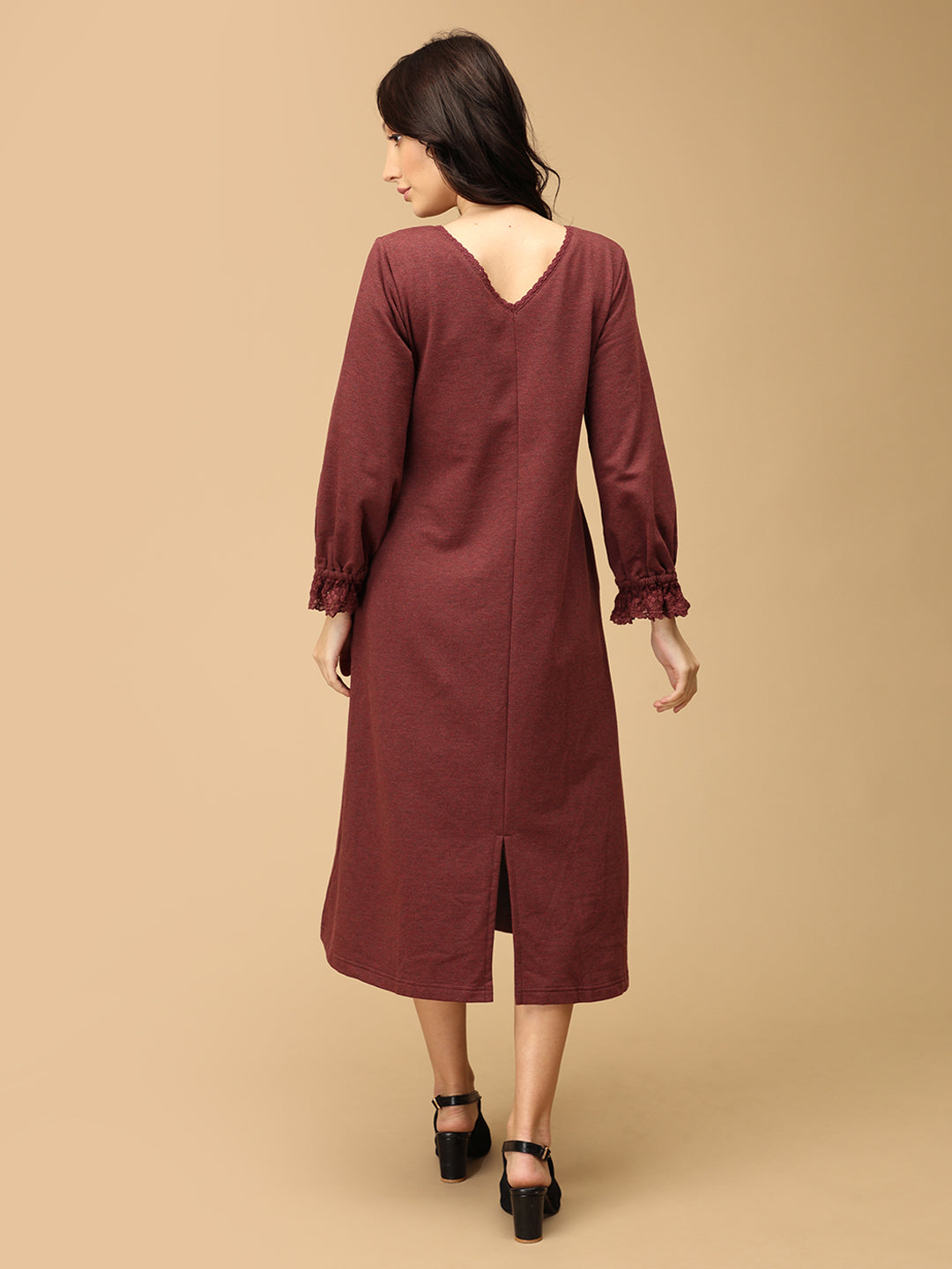 Cozy Claret Maternity and Nursing Winter Dress