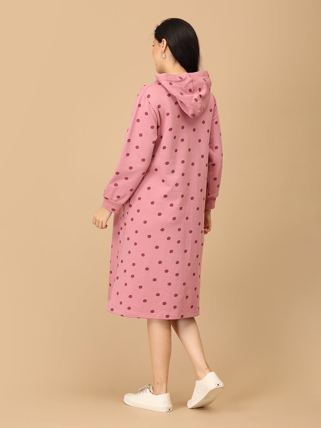 Dot Dot Blush Maternity and Nursing Hoodie Dress