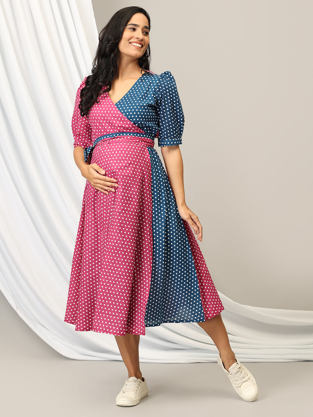 Dotty Delight Maternity Wrap Dress