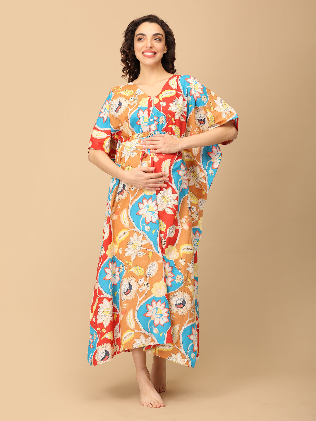 Dusky Petals Maternity and Nursing Kaftan Nighty