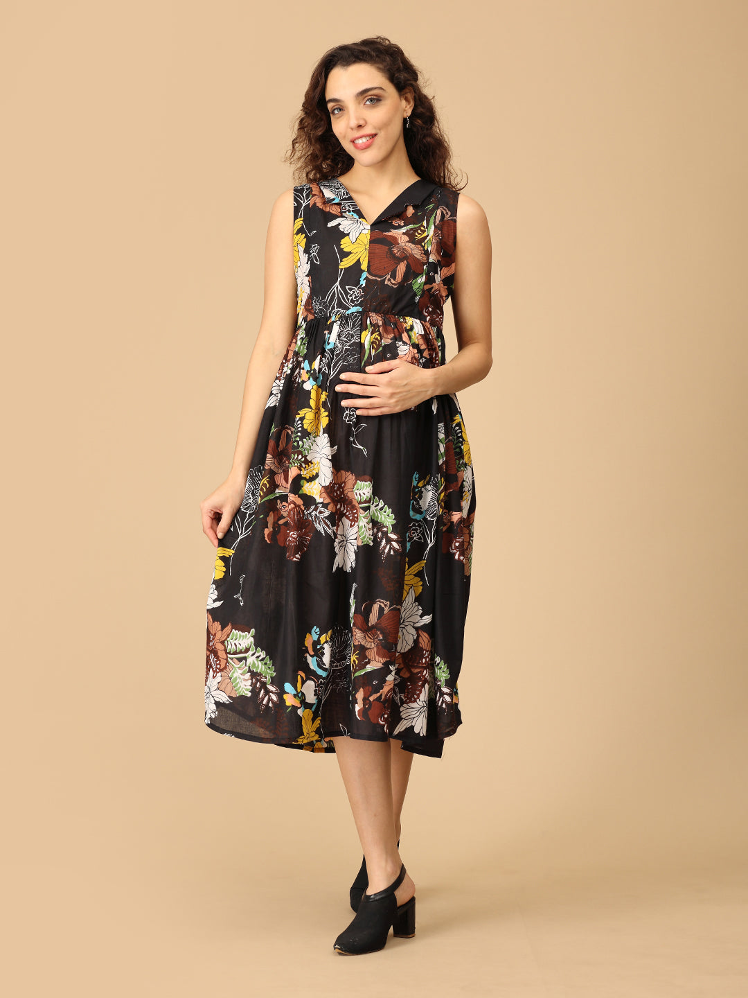 Ebon Bloom Maternity and Nursing Dress