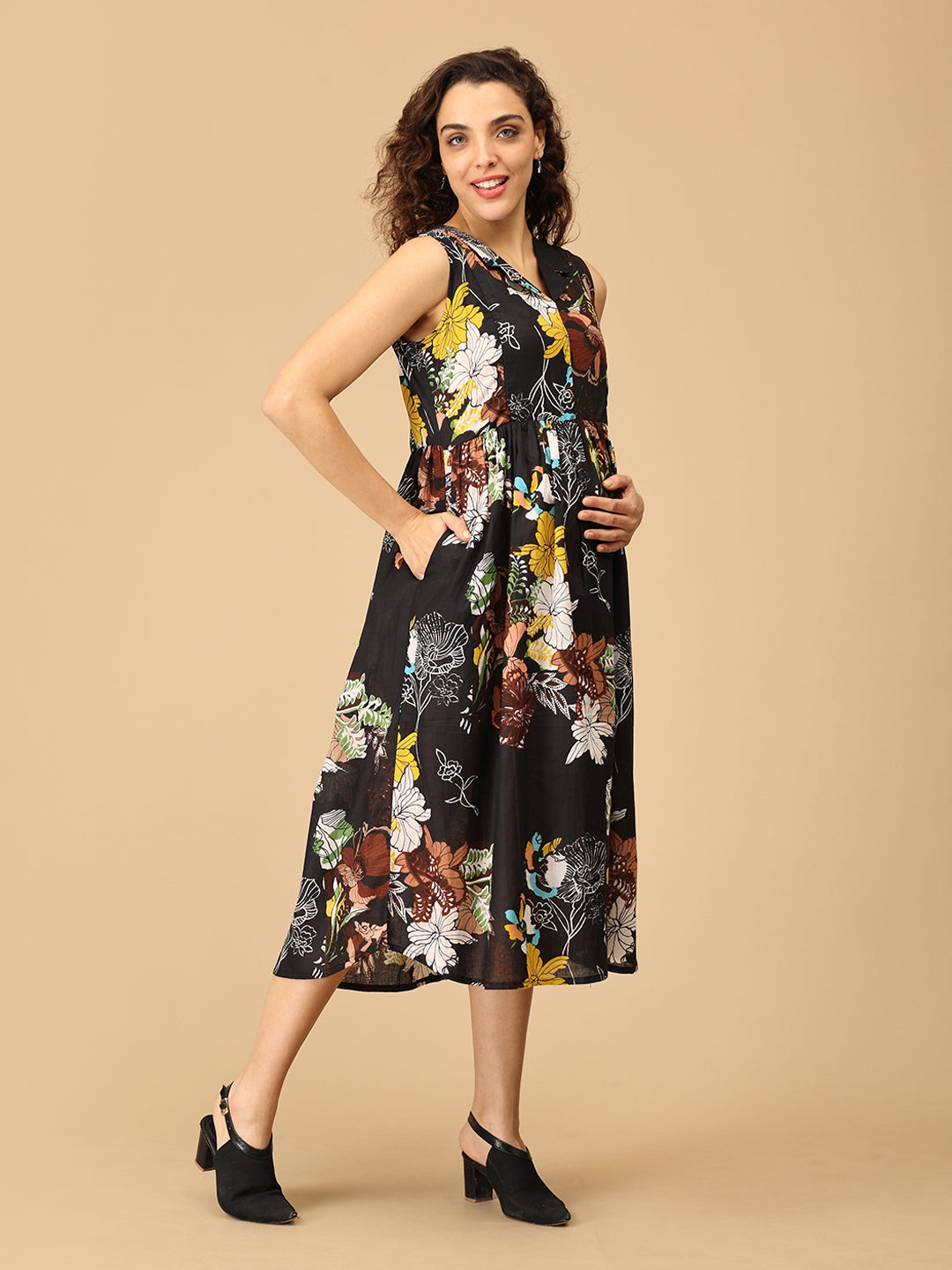 Ebon Bloom Maternity and Nursing Dress