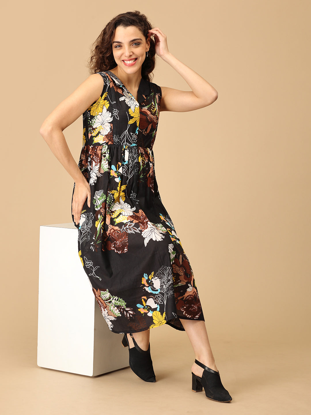 Ebon Bloom Maternity and Nursing Dress