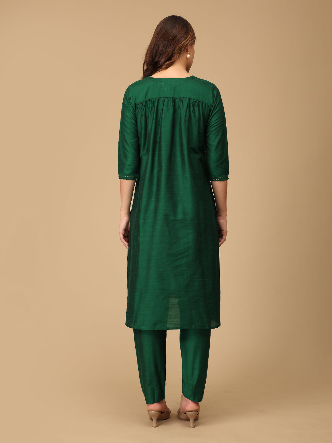Eden Green Embroidered Maternity Silk Kurta Set with Nursing