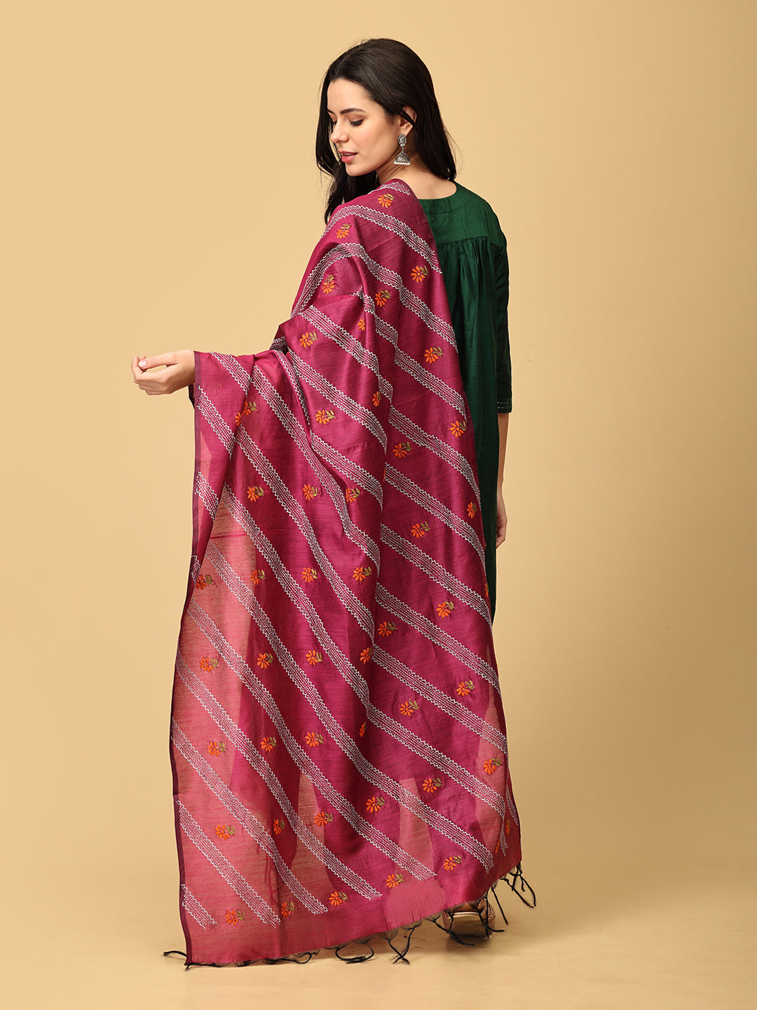 Eden Green Embroidered Maternity and Nursing Silk Kurta Set With Dupatta