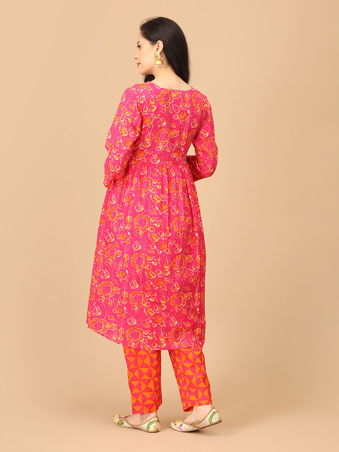 Electric Petals Maternity and Nursing Kurta Set With Dupatta