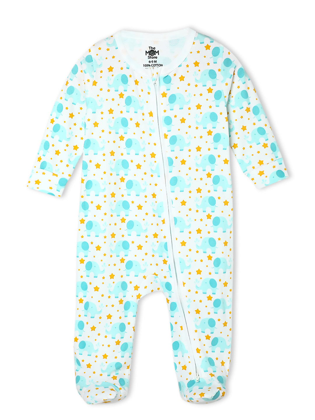 Baby Zipper Romper Combo Of 2: Elephantastic- Happy Cloud