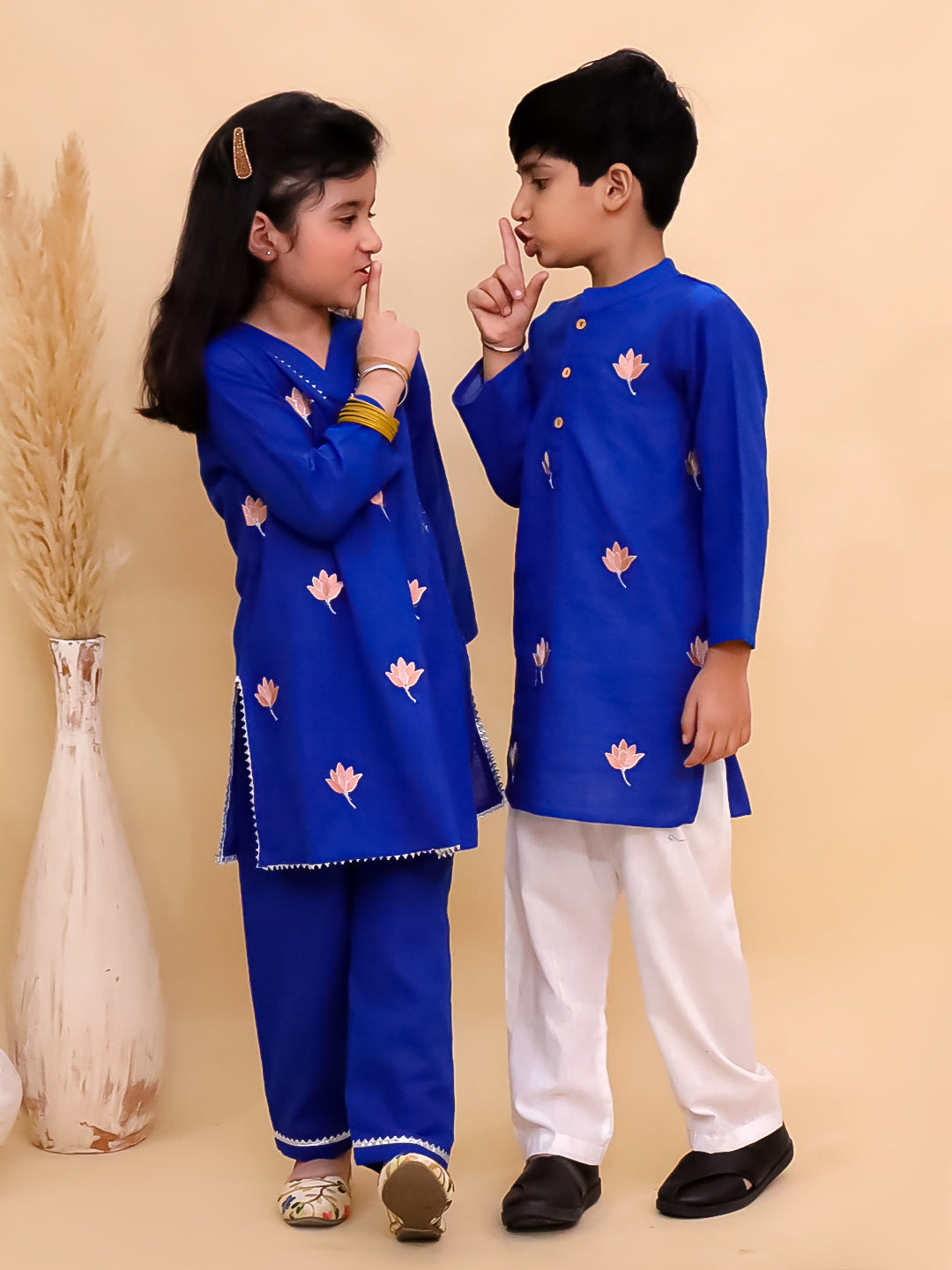 Ethnic Set-Kamal Vatika Girls Kurta Pajama Set with Boys Kurta Pajama Set