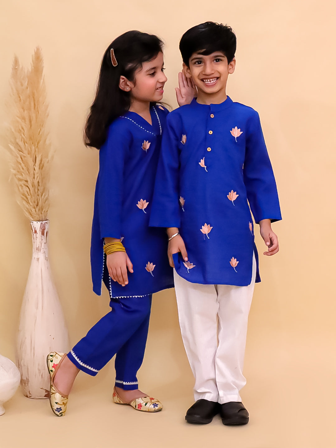 Ethnic Set-Kamal Vatika Girls Kurta Pajama Set with Boys Kurta Pajama Set