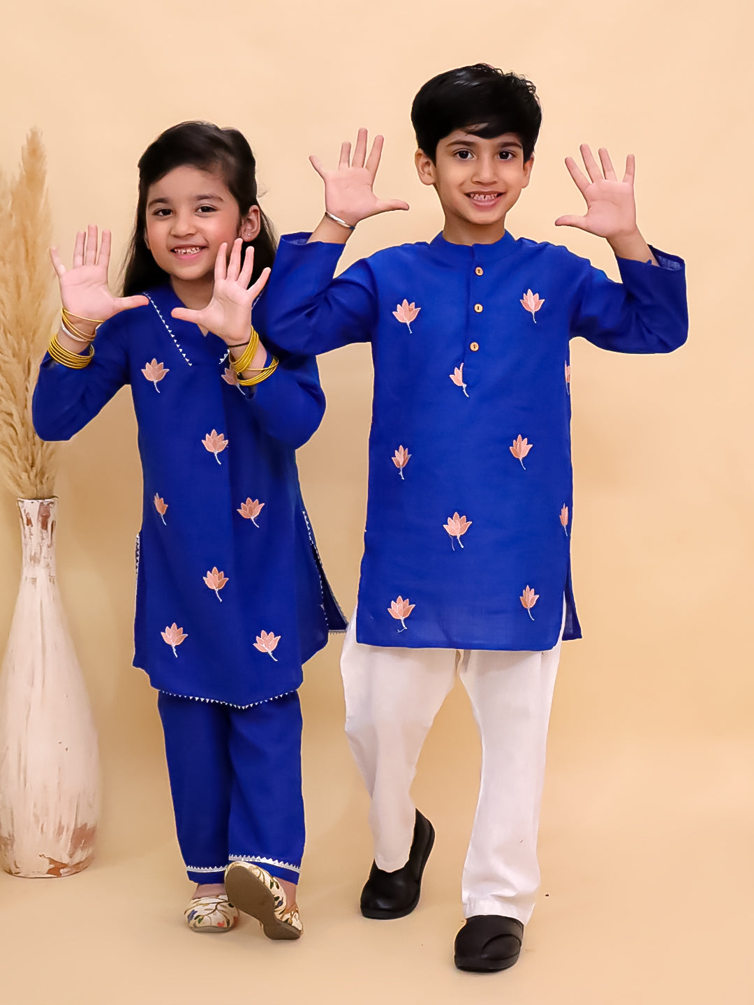Ethnic Set-Kamal Vatika Girls Kurta Pajama Set with Boys Kurta Pajama Set