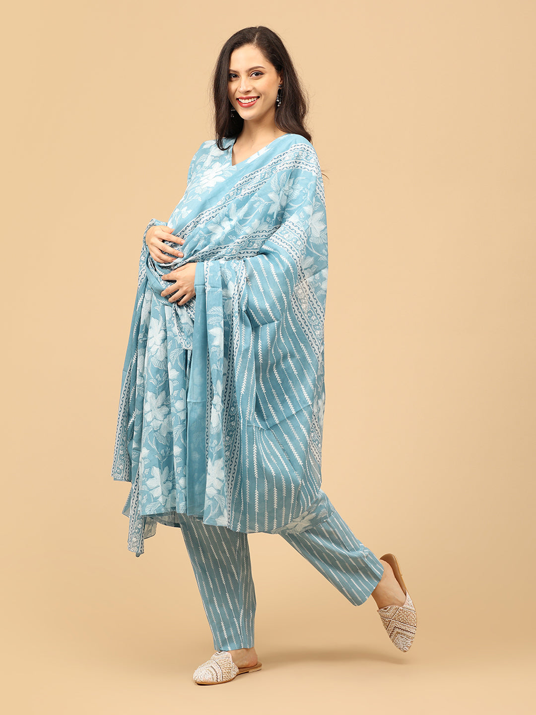 Faded Fine Maternity and Nursing Kurta Set With Dupatta