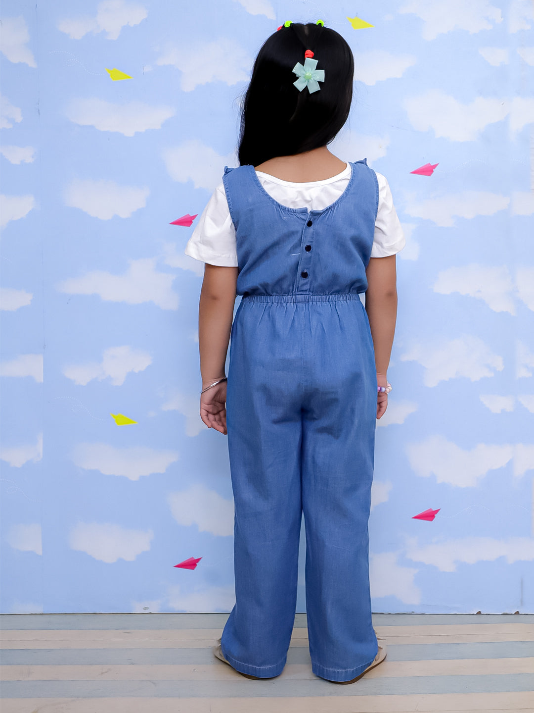 Frilled Girls Jumpsuit Light Wash