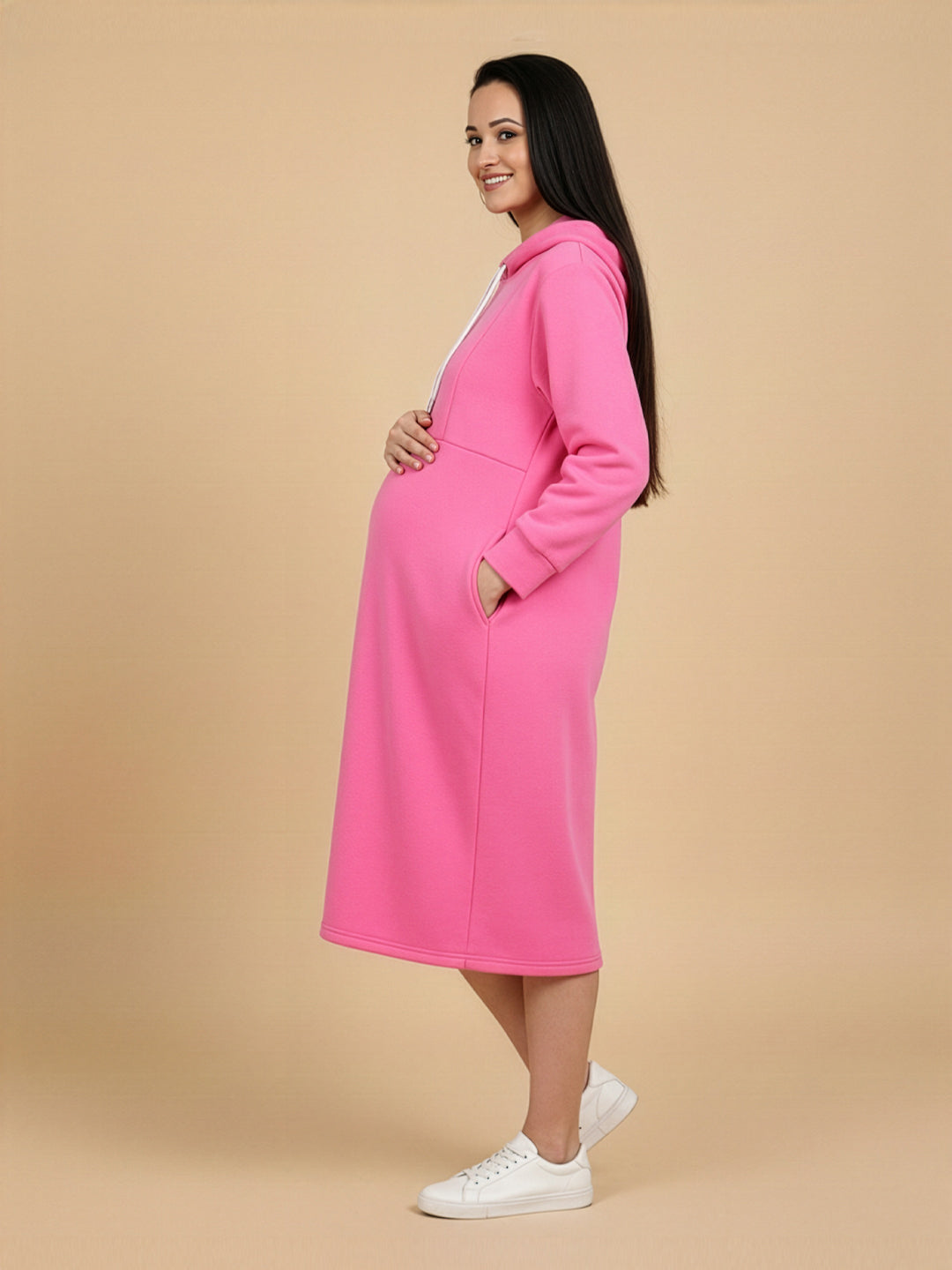 Future Is Fuchsia Maternity and Nursing Hoodie Dress