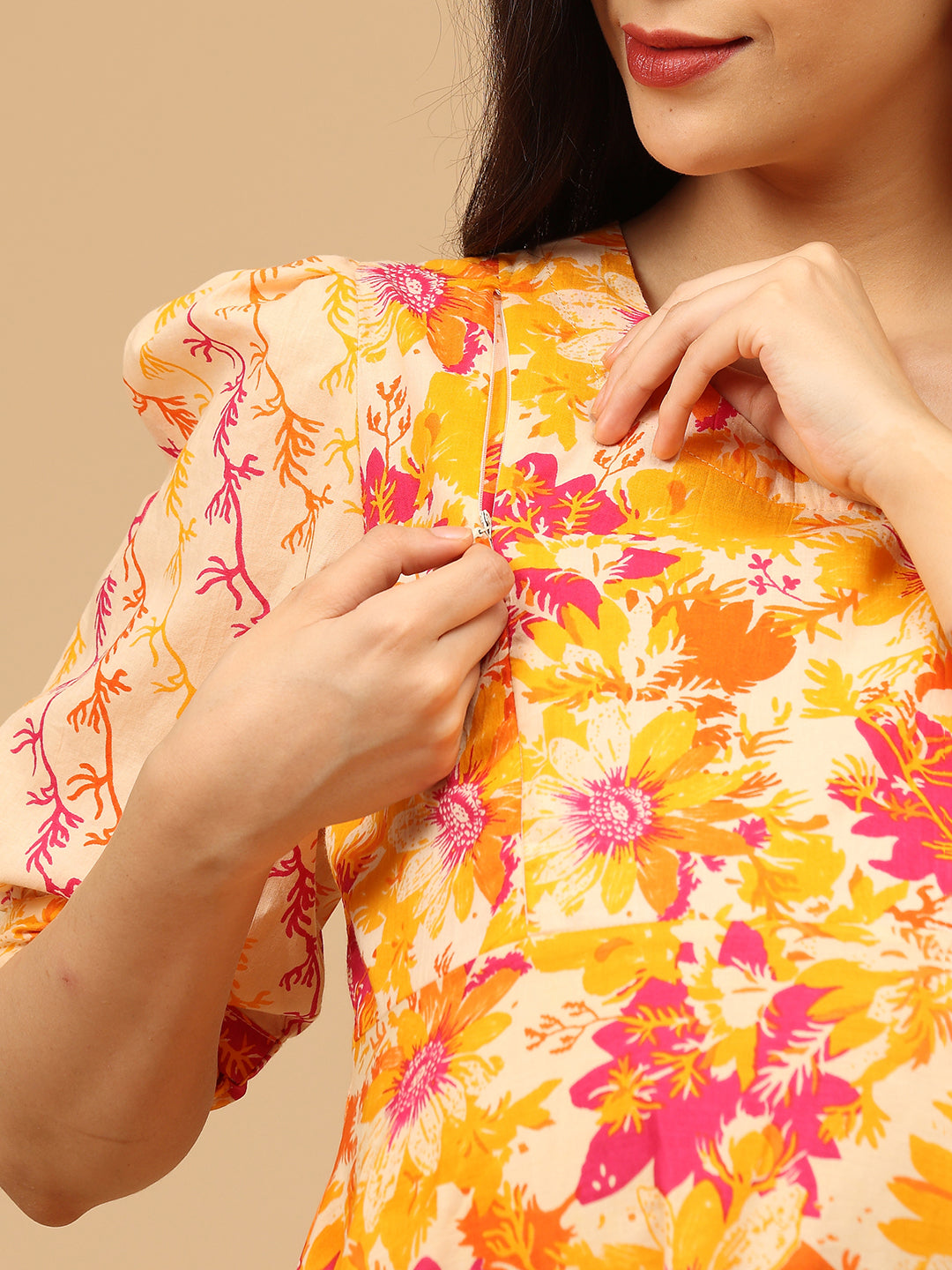 Garden Glow-Up Maternity and Nursing Kurta Set With Dupatta