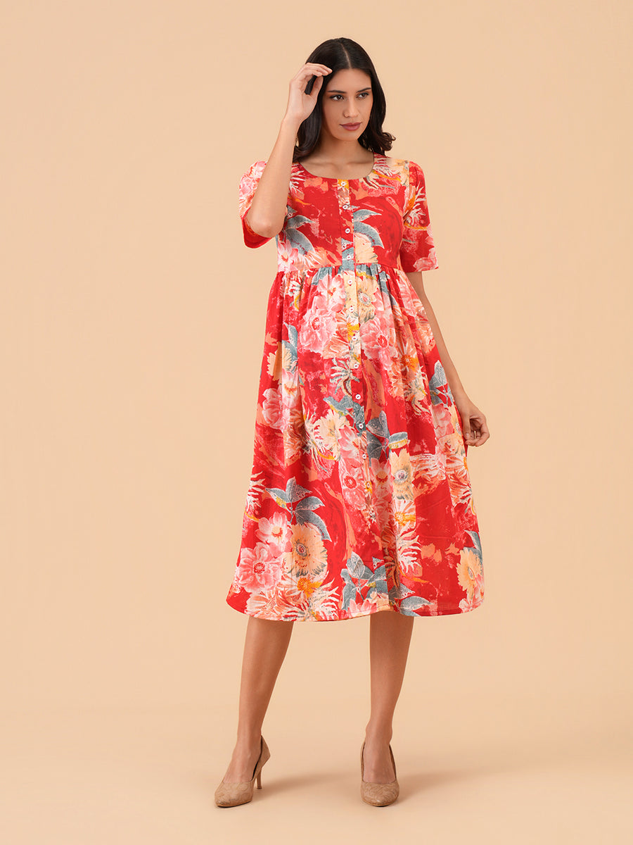 Garnet Glow Maternity and Nursing Dress