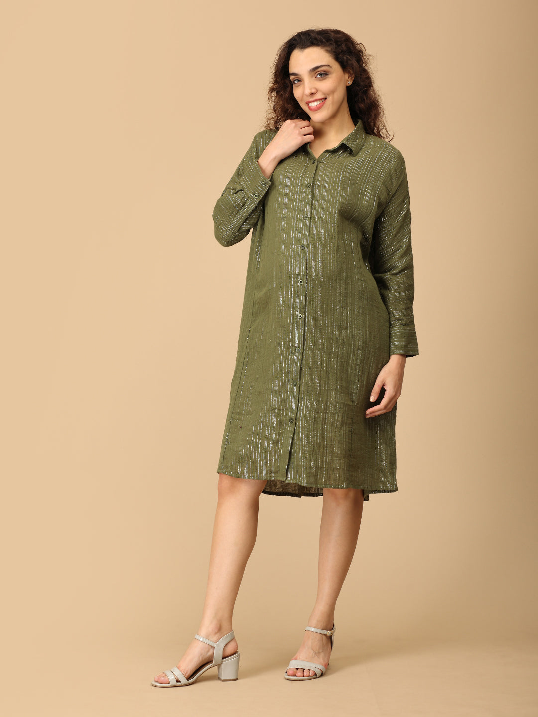 Glam-o-Leaf Maternity and Nursing Oversized Shirt Dress