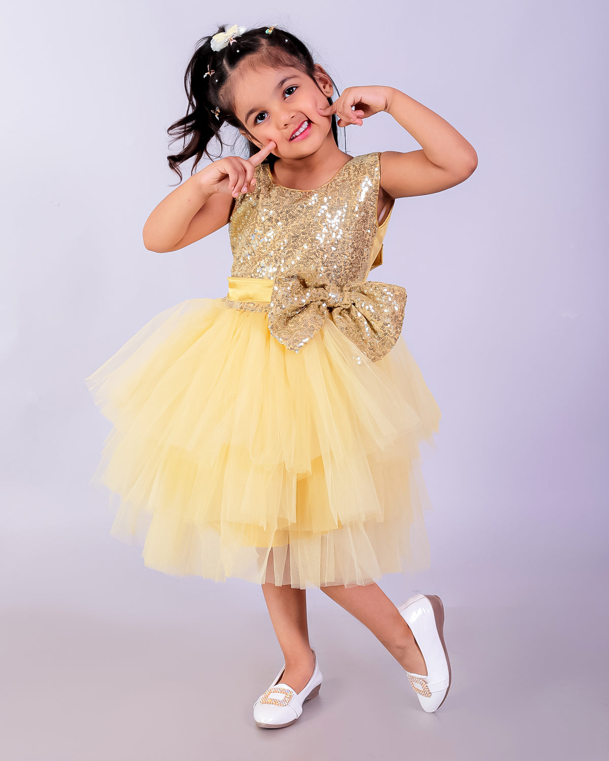 Golden Starlight Girls Tulle Dress