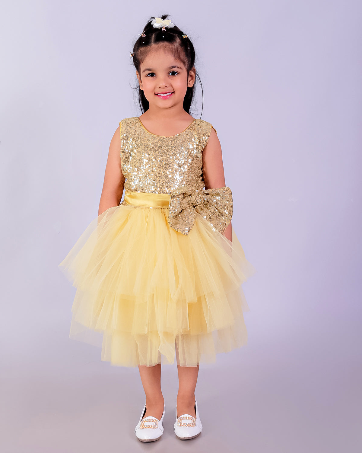 Golden Starlight Girls Tulle Dress