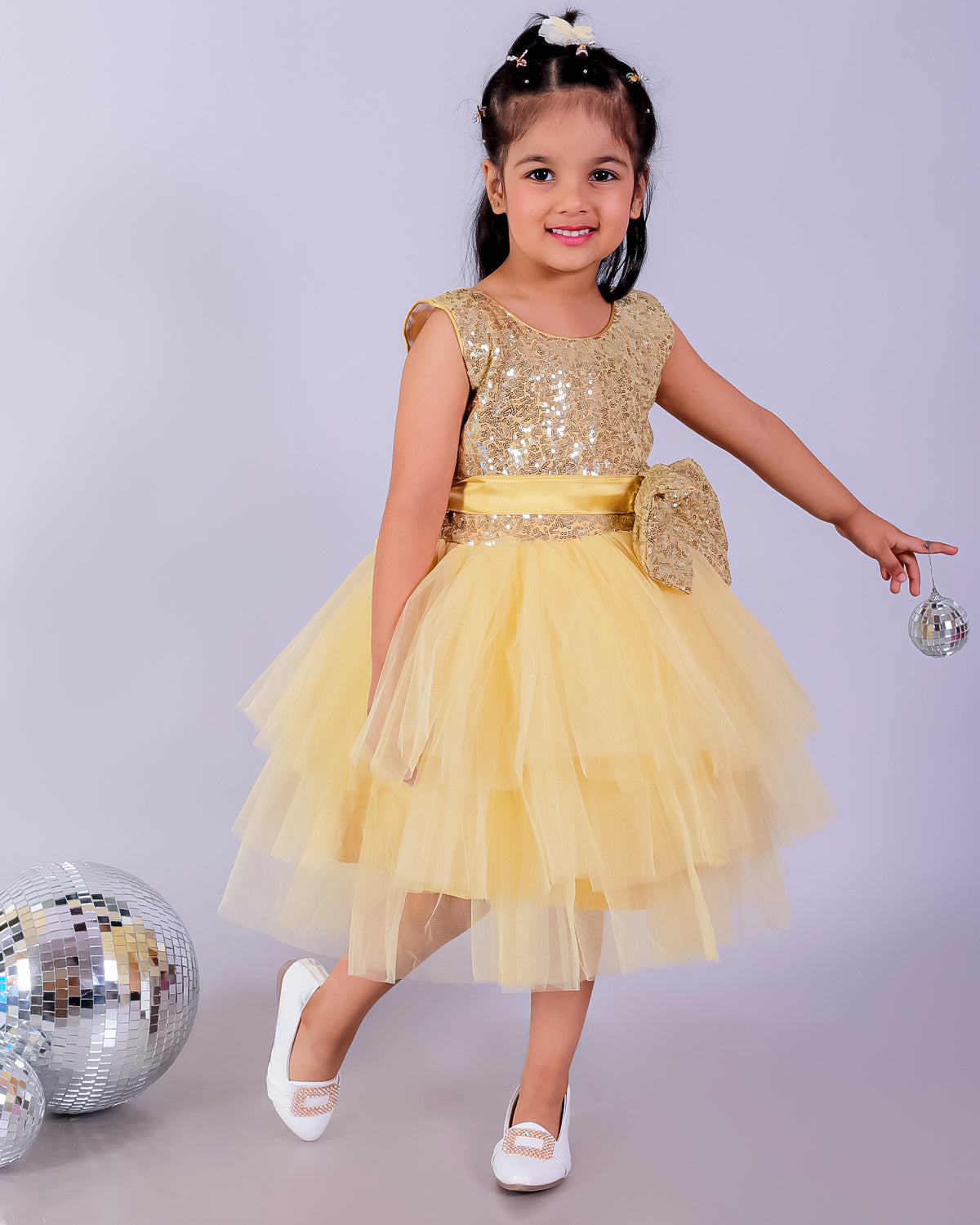 Golden Starlight Girls Tulle Dress