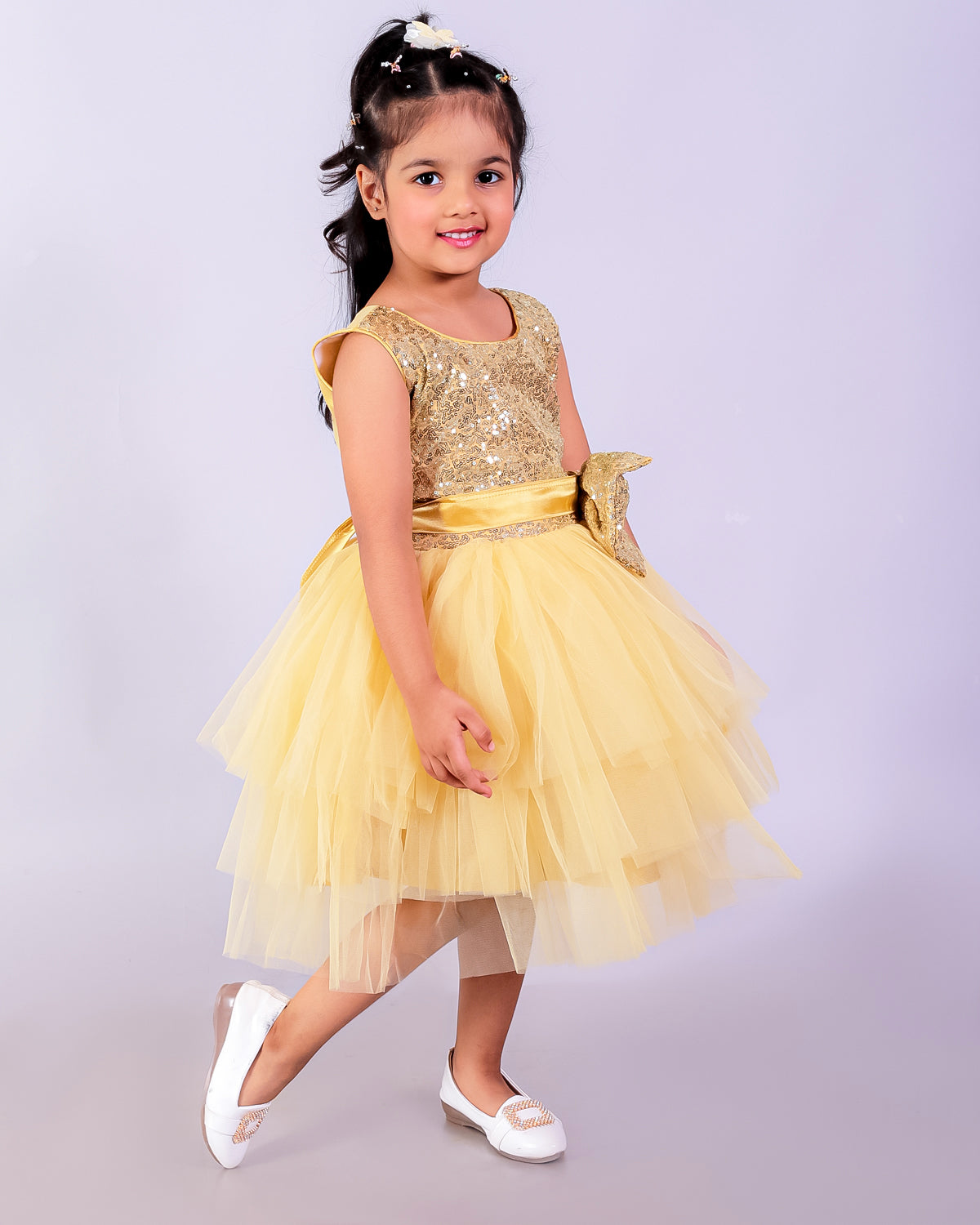 Golden Starlight Girls Tulle Dress