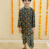 Green Block Print Boys Dhoti Kurta Set