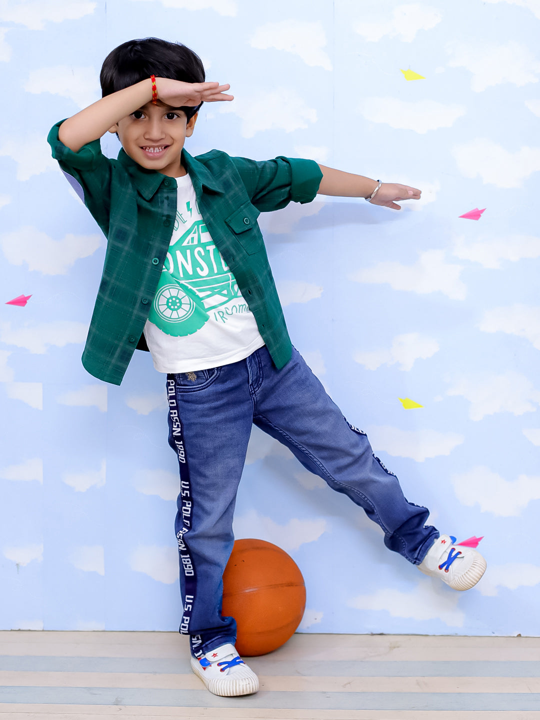 Green Flannel Plaid Kids Shirt