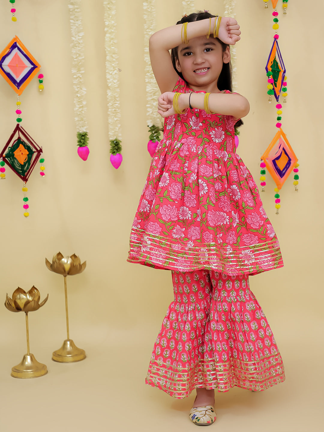 Gulaabi Rani Anarkali Kurta Sharara Set