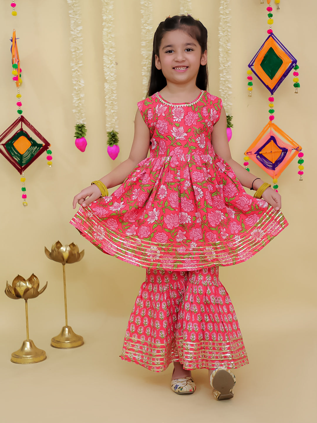 Gulaabi Rani Anarkali Kurta Sharara Set