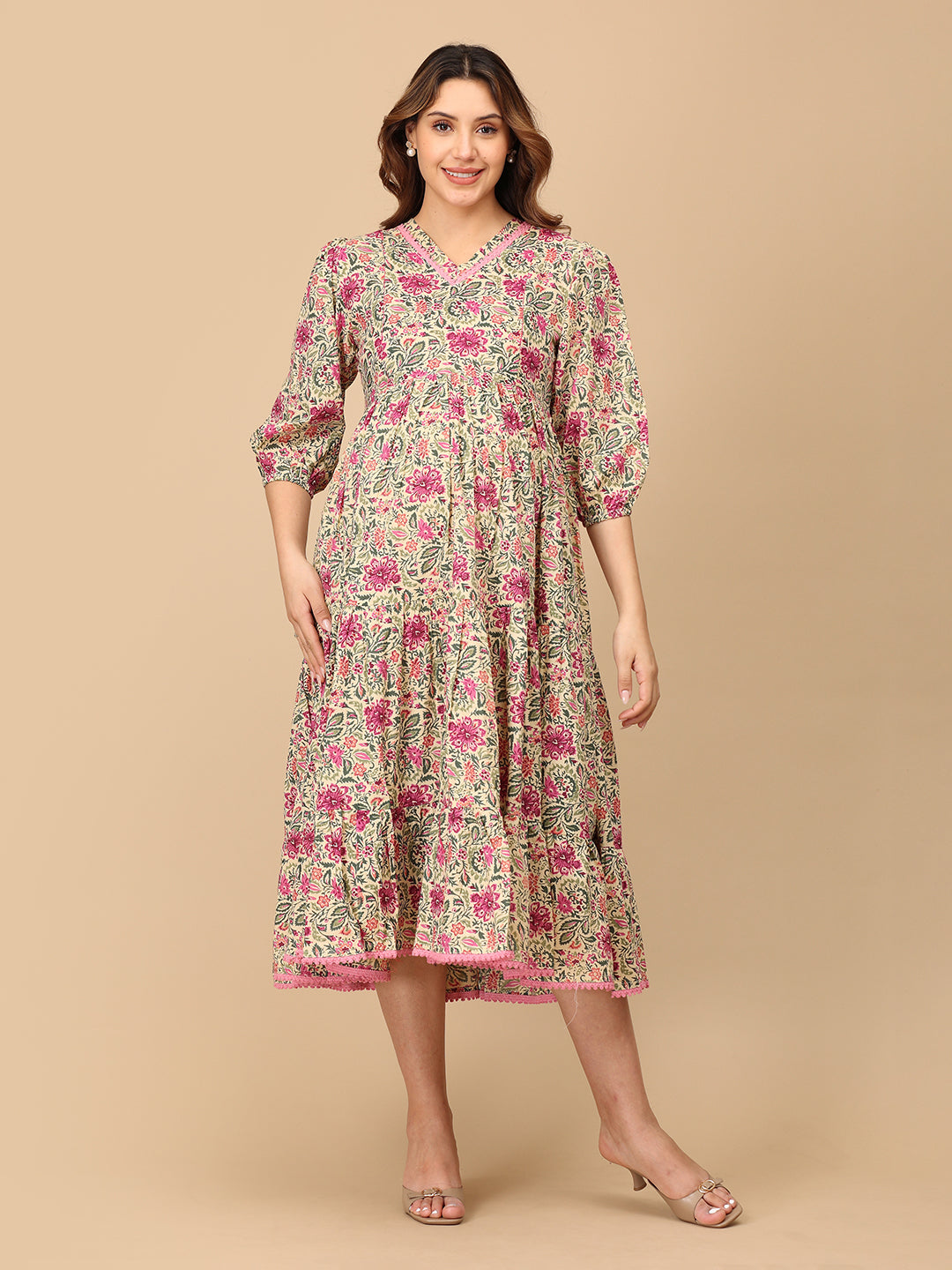 Gulmehr Maternity and Nursing Maxi Tier Dress