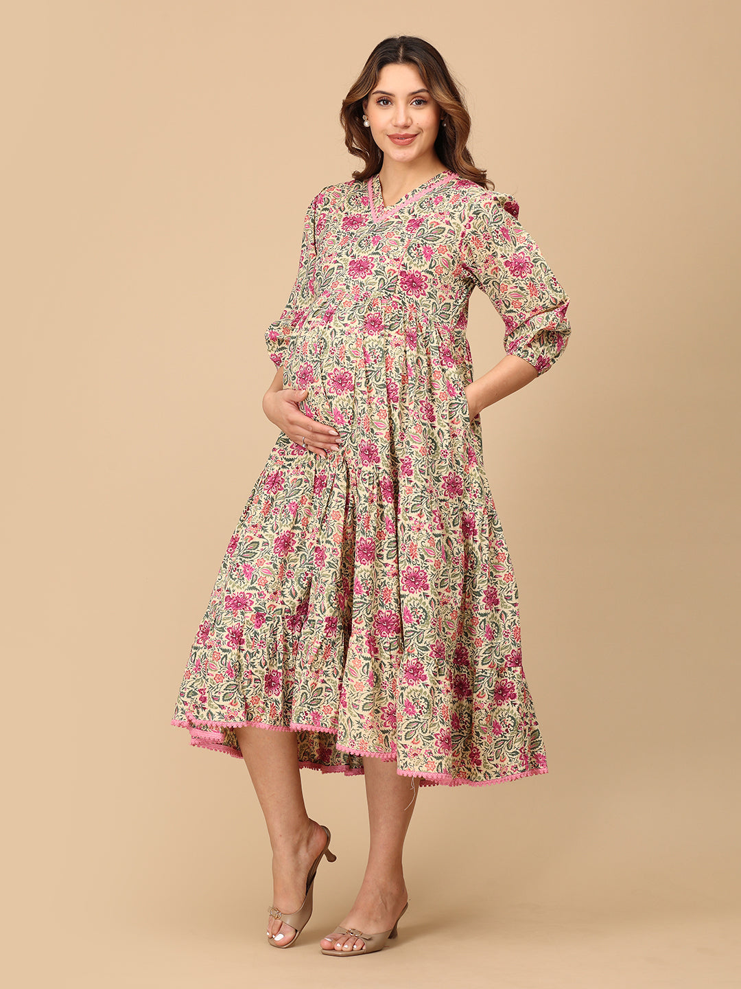 Gulmehr Maternity and Nursing Maxi Tier Dress