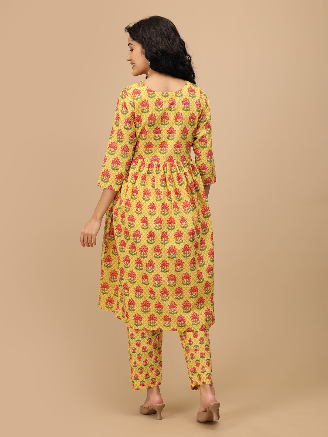 Back view of Gulmohar Grace maternity kurta set from The Mom Store