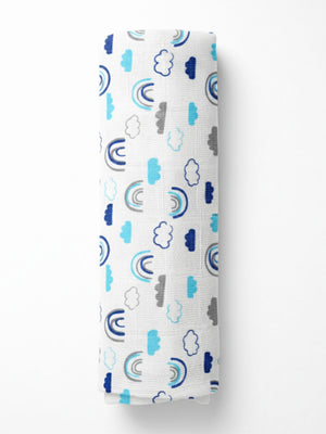 Baby Swaddle Wrap Combo- Happy Rainbow & Blue Forest - The Mom Store