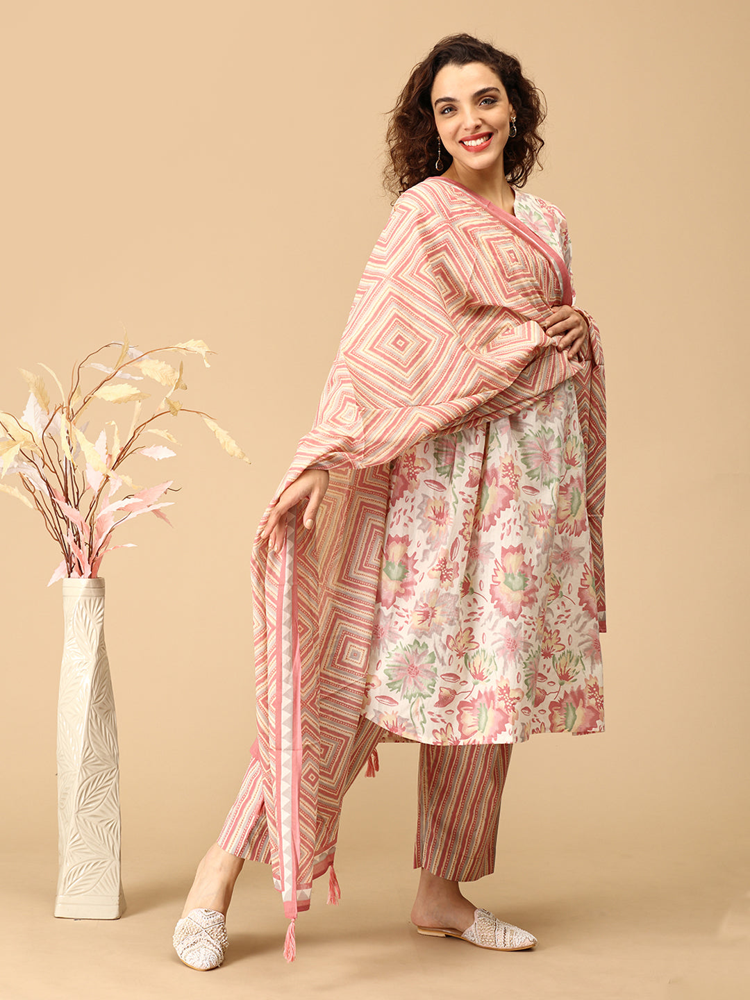 Heritage Hues Maternity and Nursing Kurta Set With Dupatta