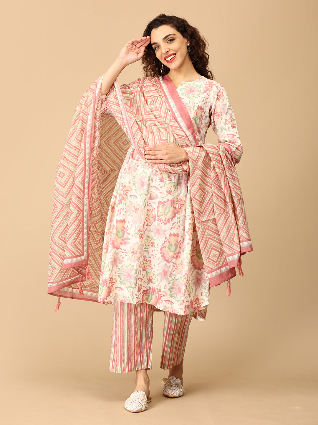 Heritage Hues Maternity and Nursing Kurta Set With Dupatta