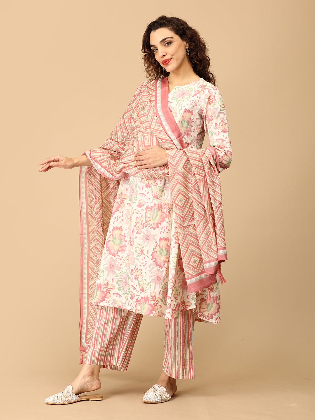 Heritage Hues Maternity and Nursing Kurta Set With Dupatta