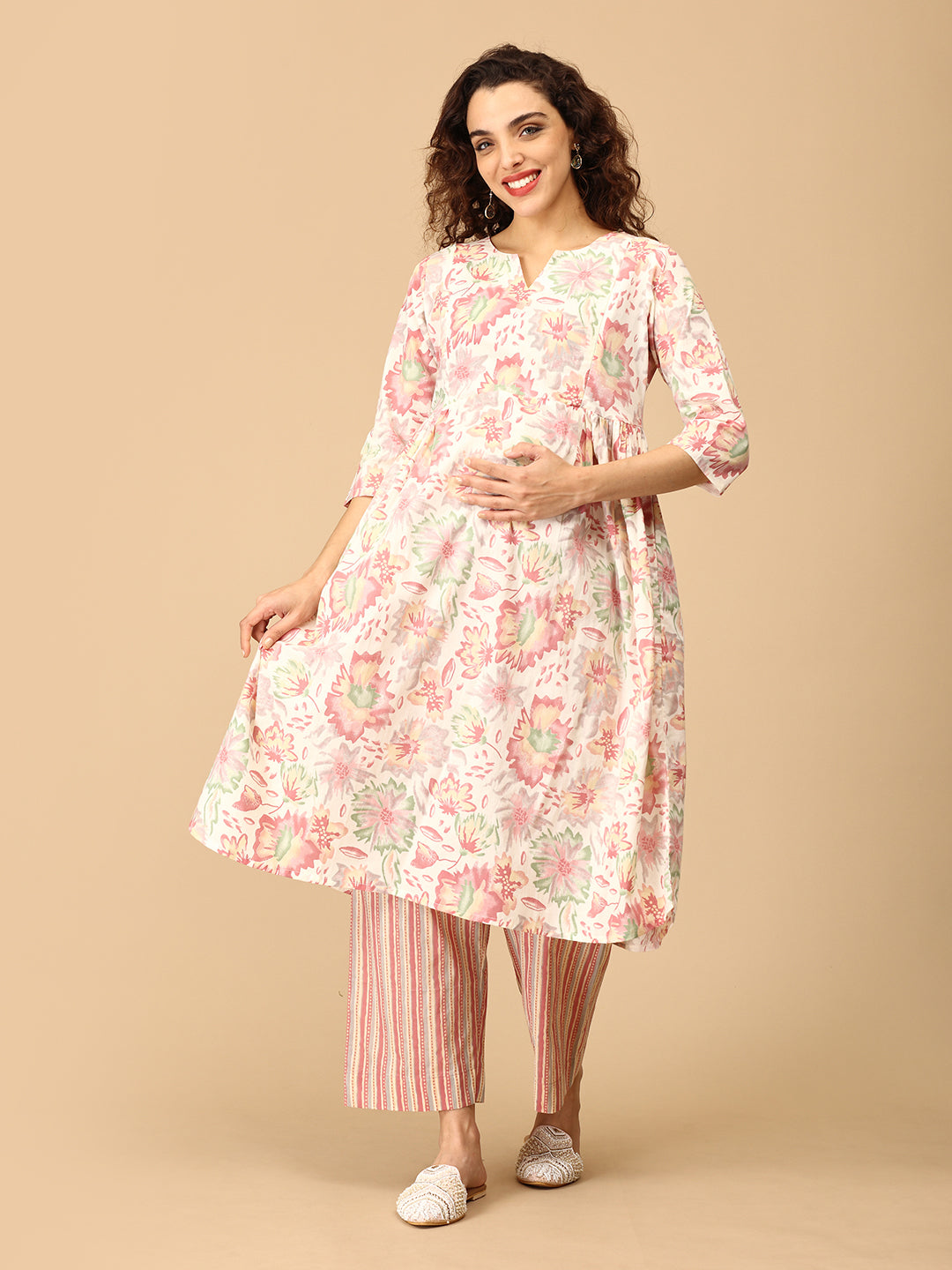 Heritage Hues Maternity and Nursing Kurta Set With Dupatta