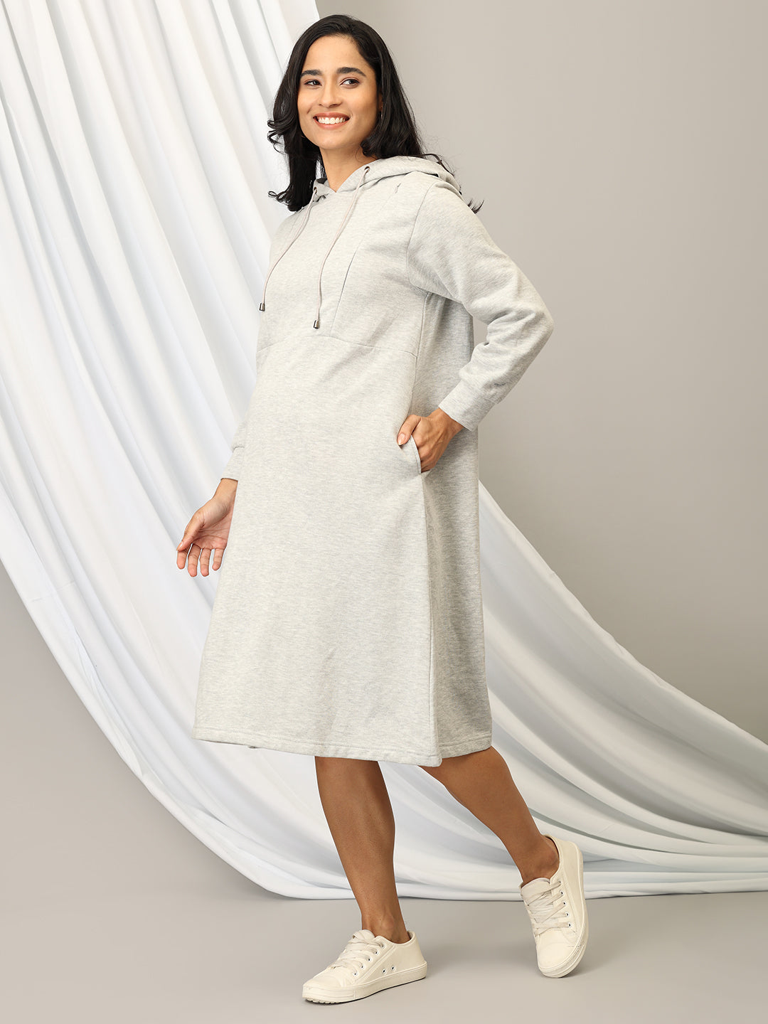 Hooded Hideaway Maternity and Nursing Hoodie Dress