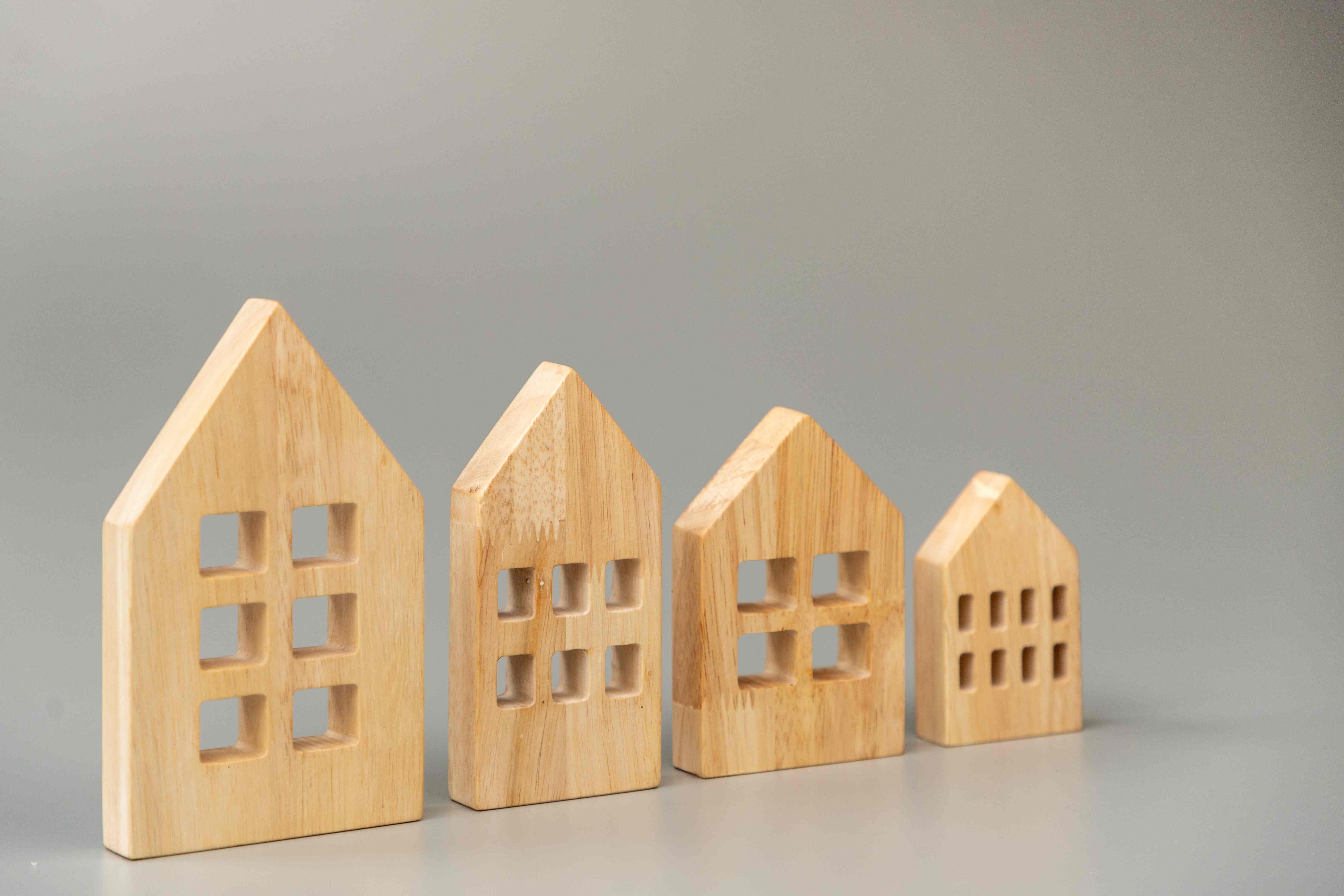 Birch Winter Village Houses Set of 4