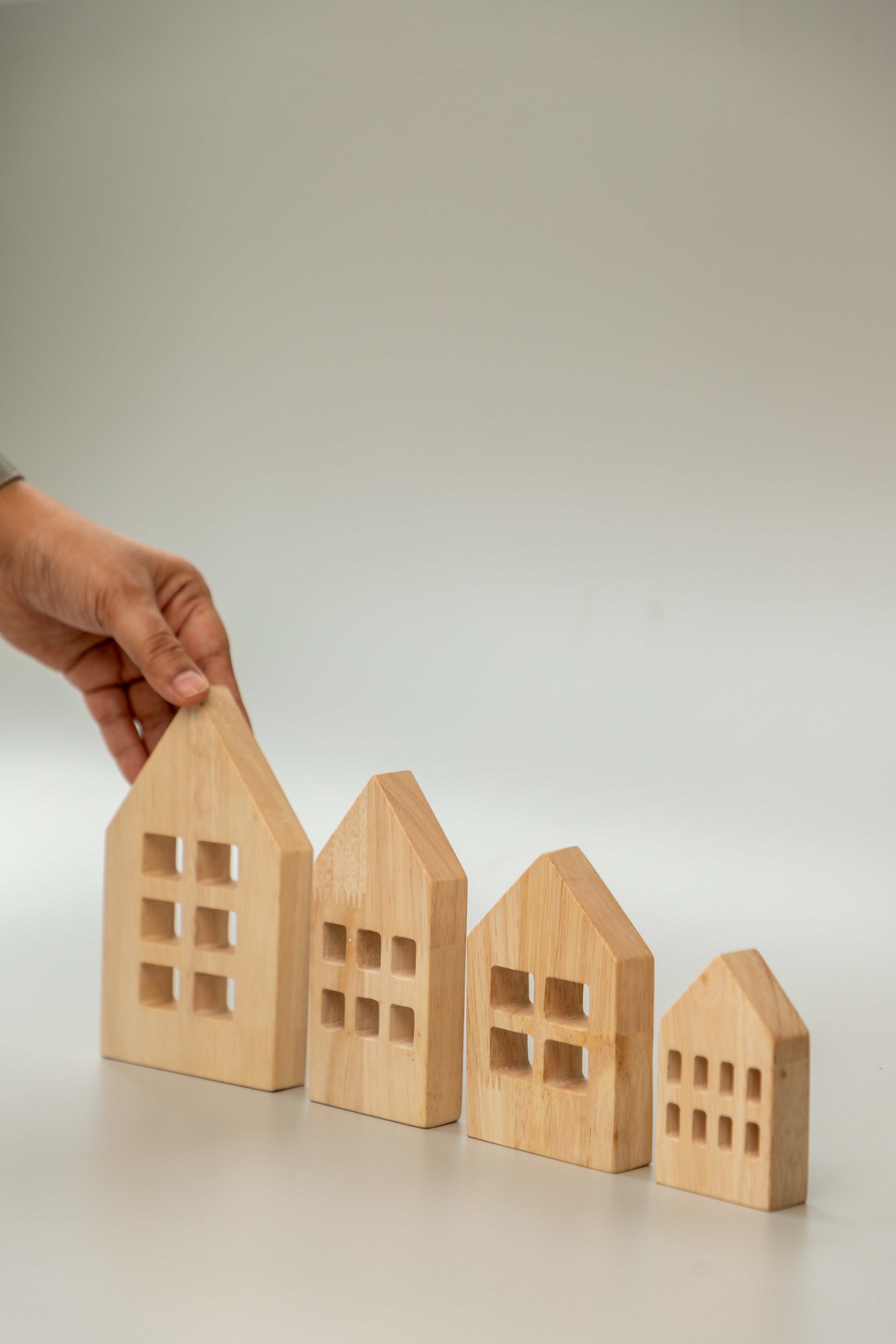 Birch Winter Village Houses Set of 4