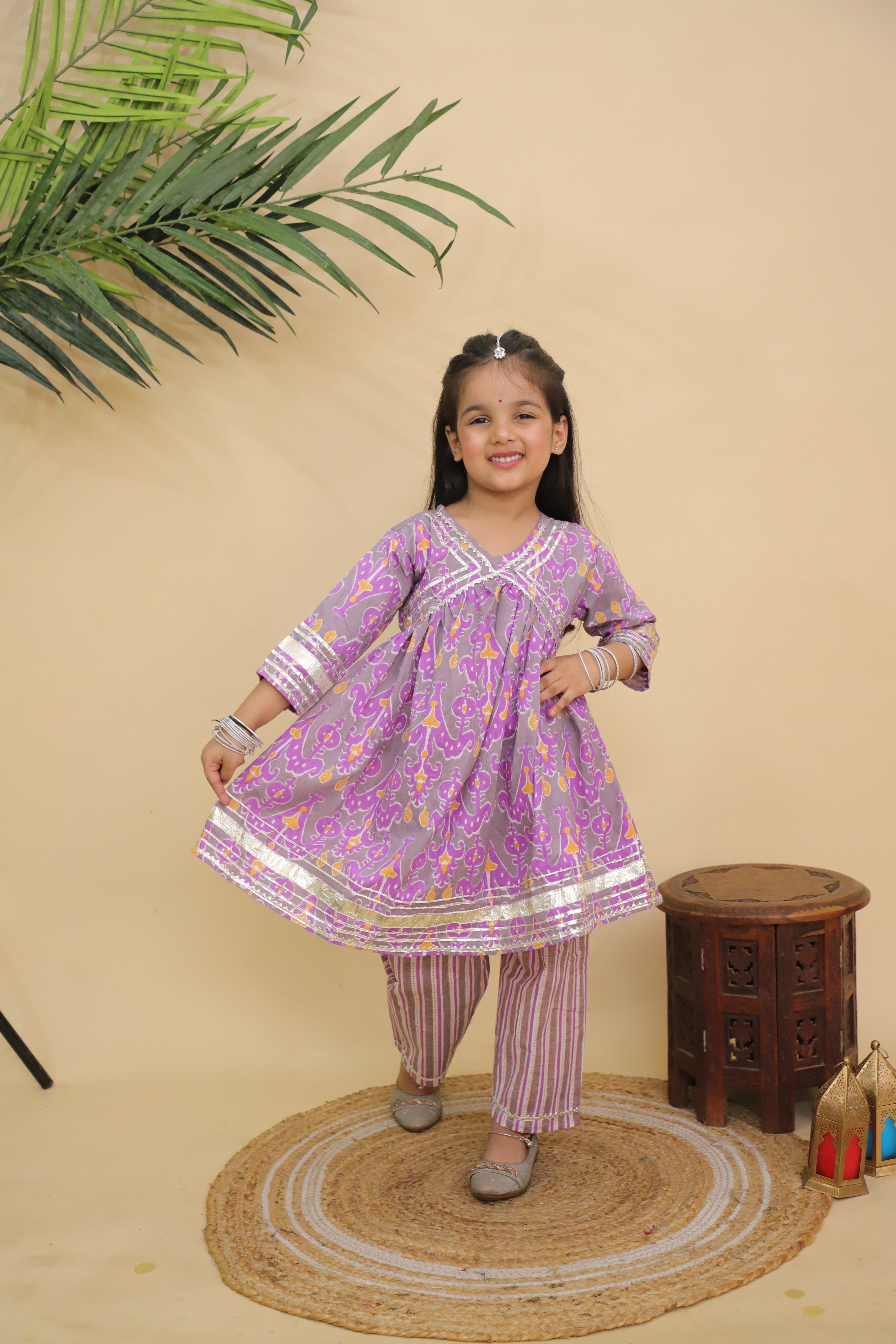 Ethnic Set - Sage Violet Boys Dhoti Kurta and Girls Anarkali Kurta Set