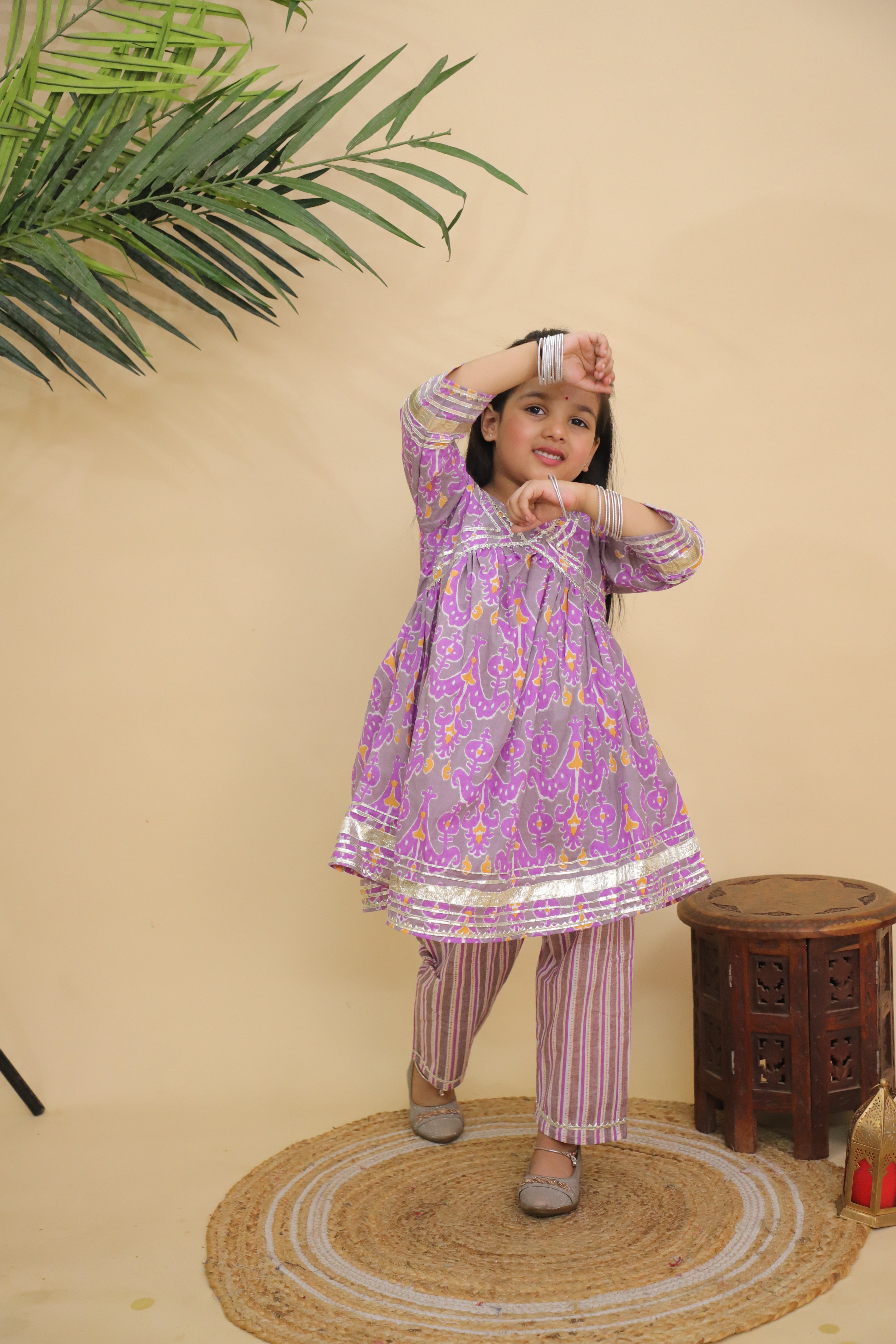 Ethnic Set - Sage Violet Boys Dhoti Kurta and Girls Anarkali Kurta Set