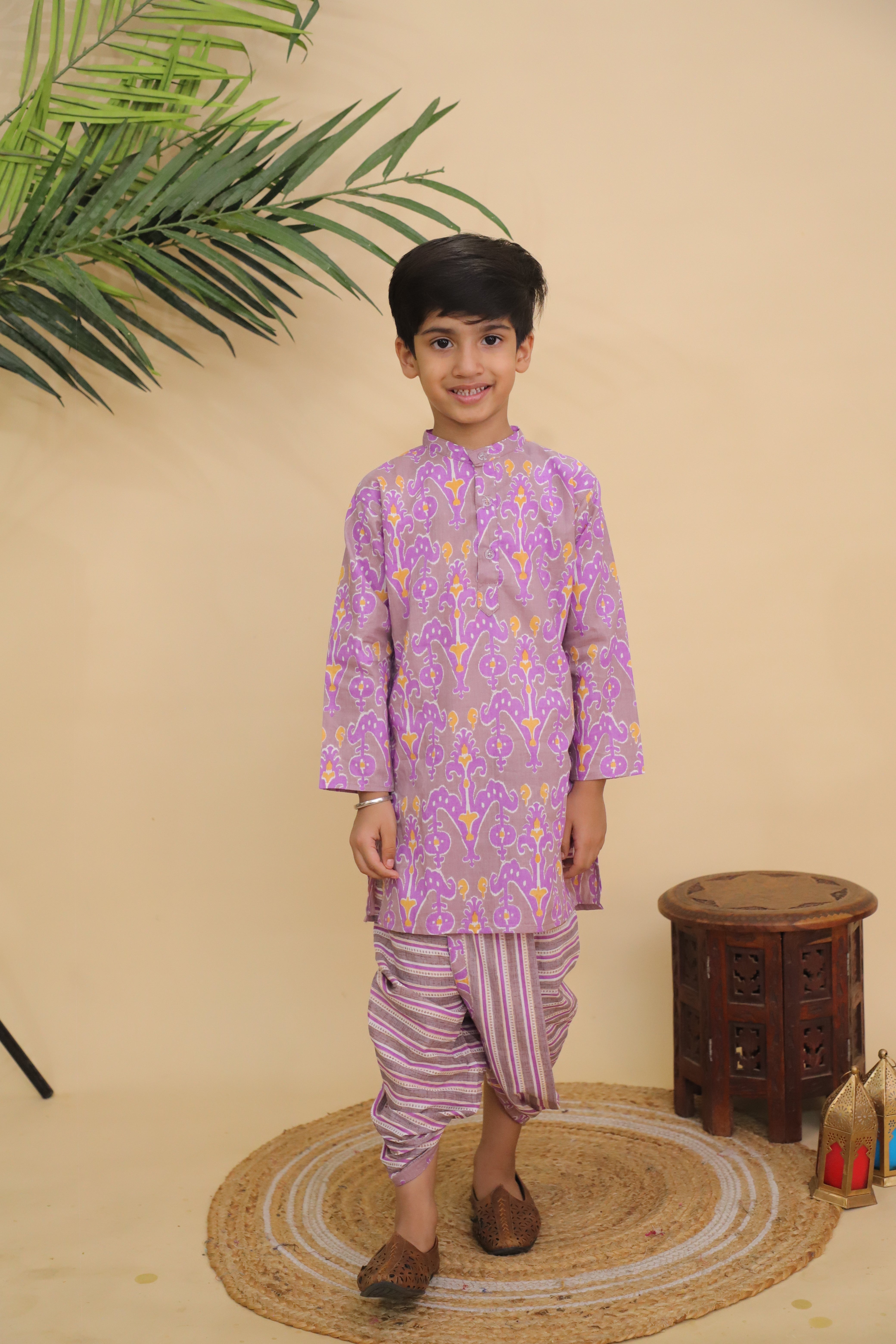 Ethnic Set - Sage Violet Boys Dhoti Kurta and Girls Anarkali Kurta Set