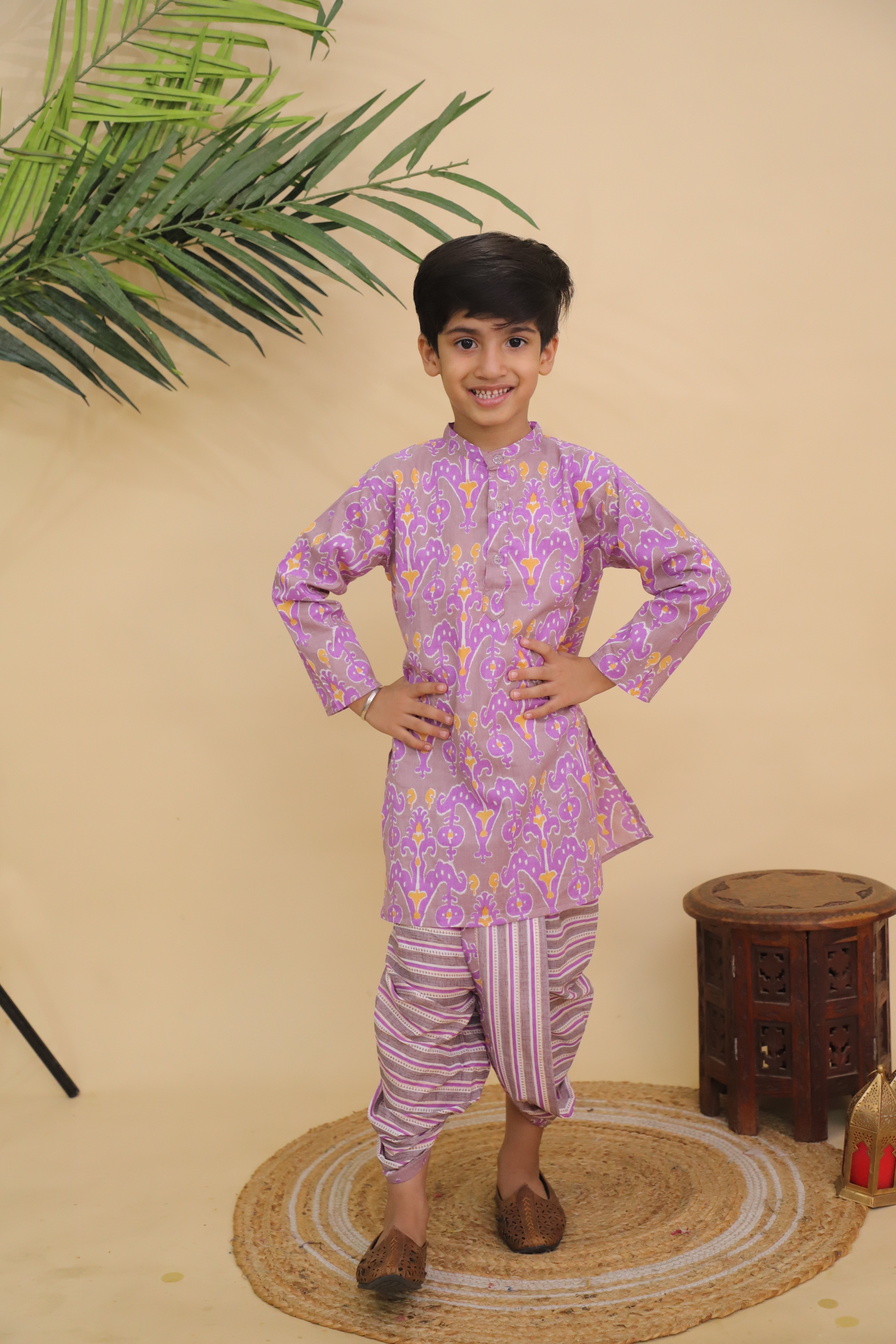 Ethnic Set - Sage Violet Boys Dhoti Kurta and Girls Anarkali Kurta Set