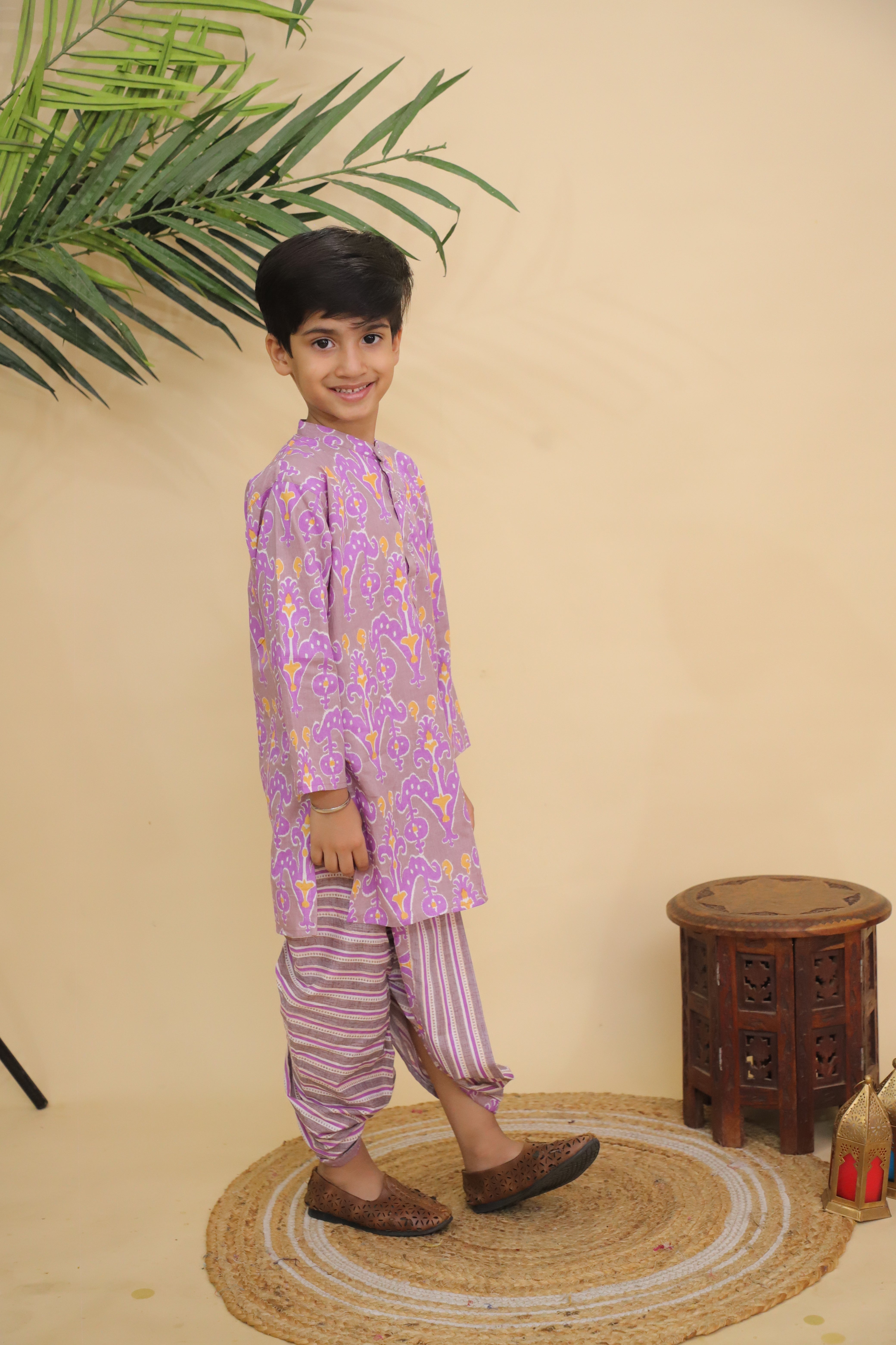 Ethnic Set - Sage Violet Boys Dhoti Kurta and Girls Anarkali Kurta Set