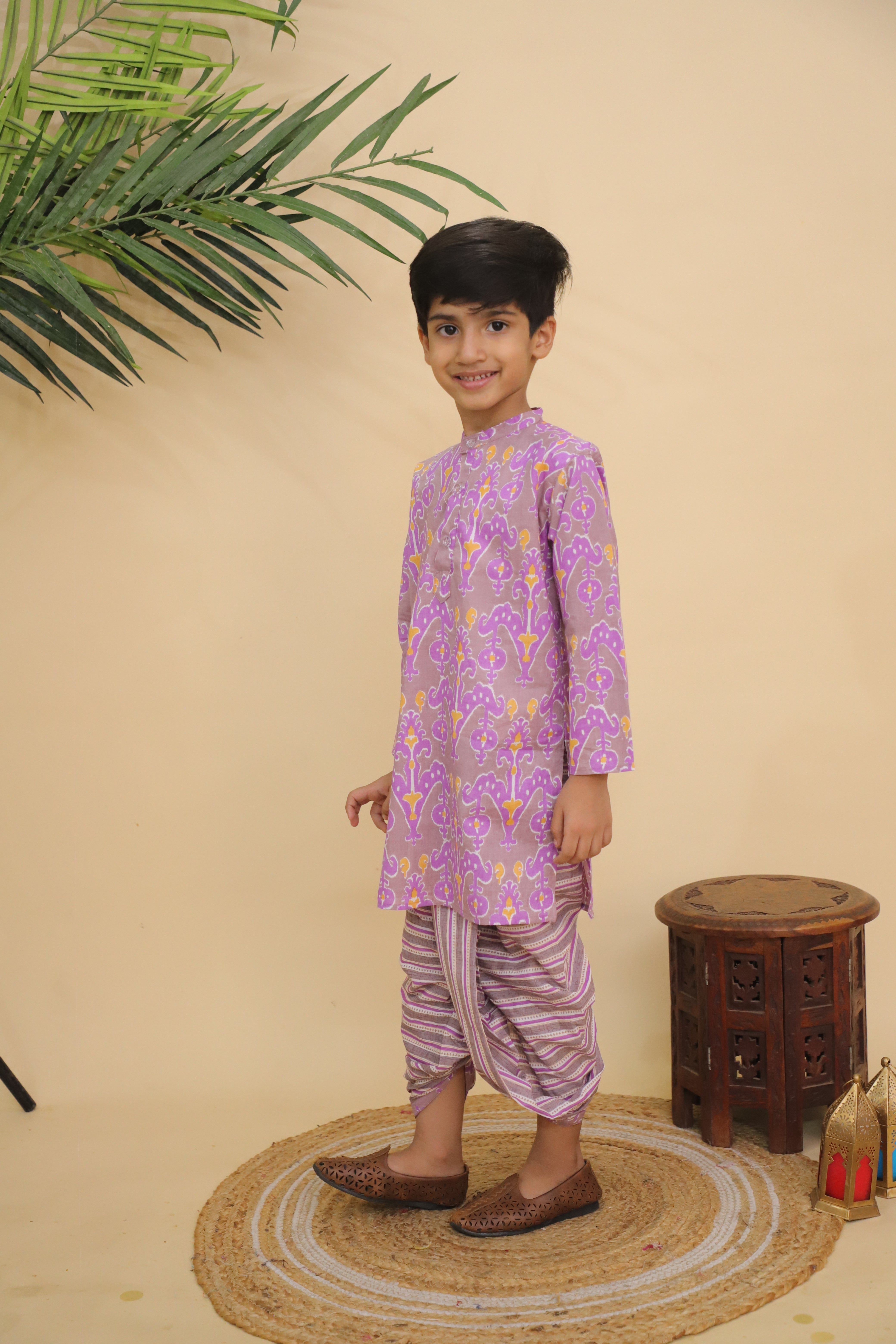 Ethnic Set - Sage Violet Boys Dhoti Kurta and Girls Anarkali Kurta Set