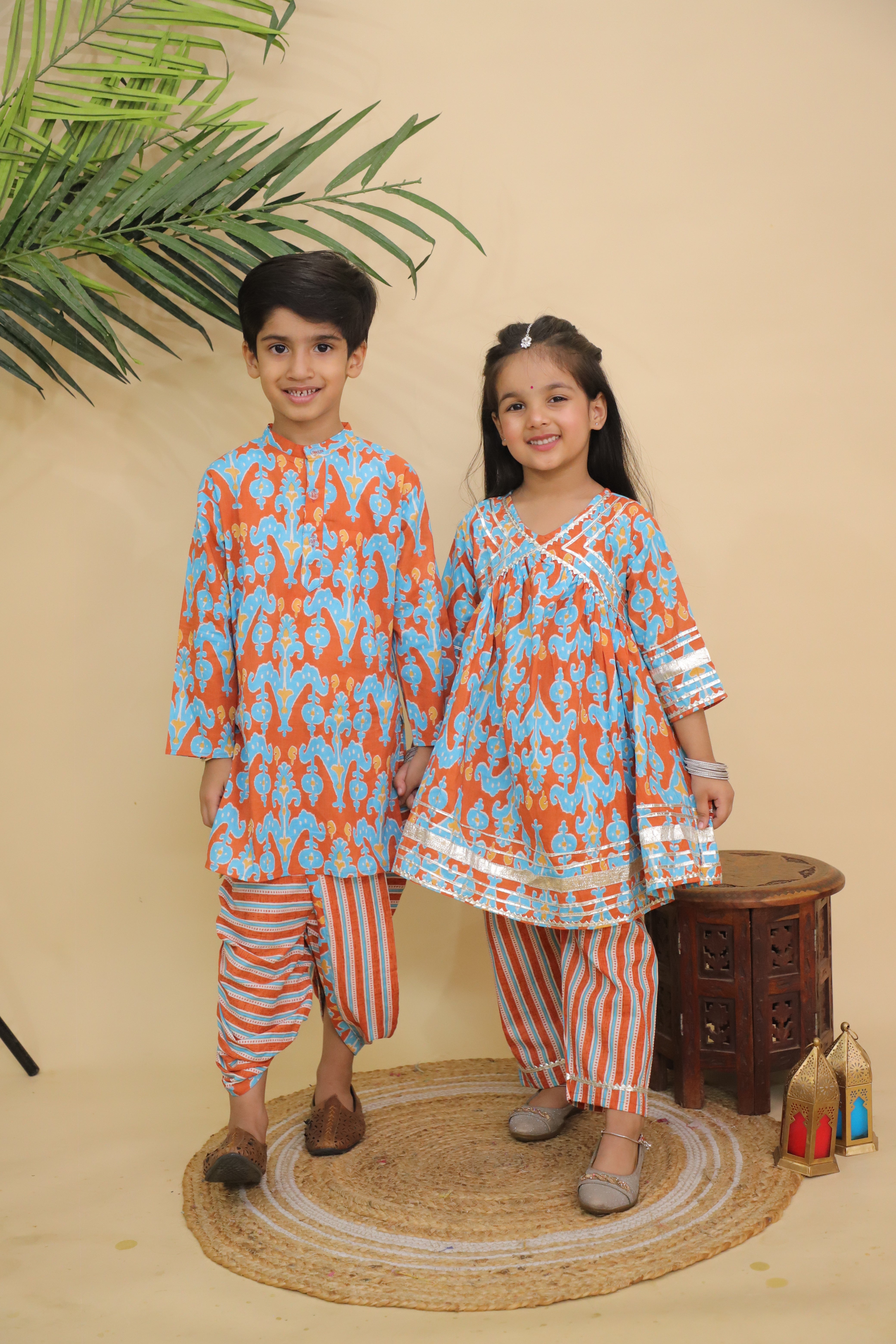 Ethnic Set - Rustic Roots Boys Dhoti Kurta and Girls Anarkali Kurta Set