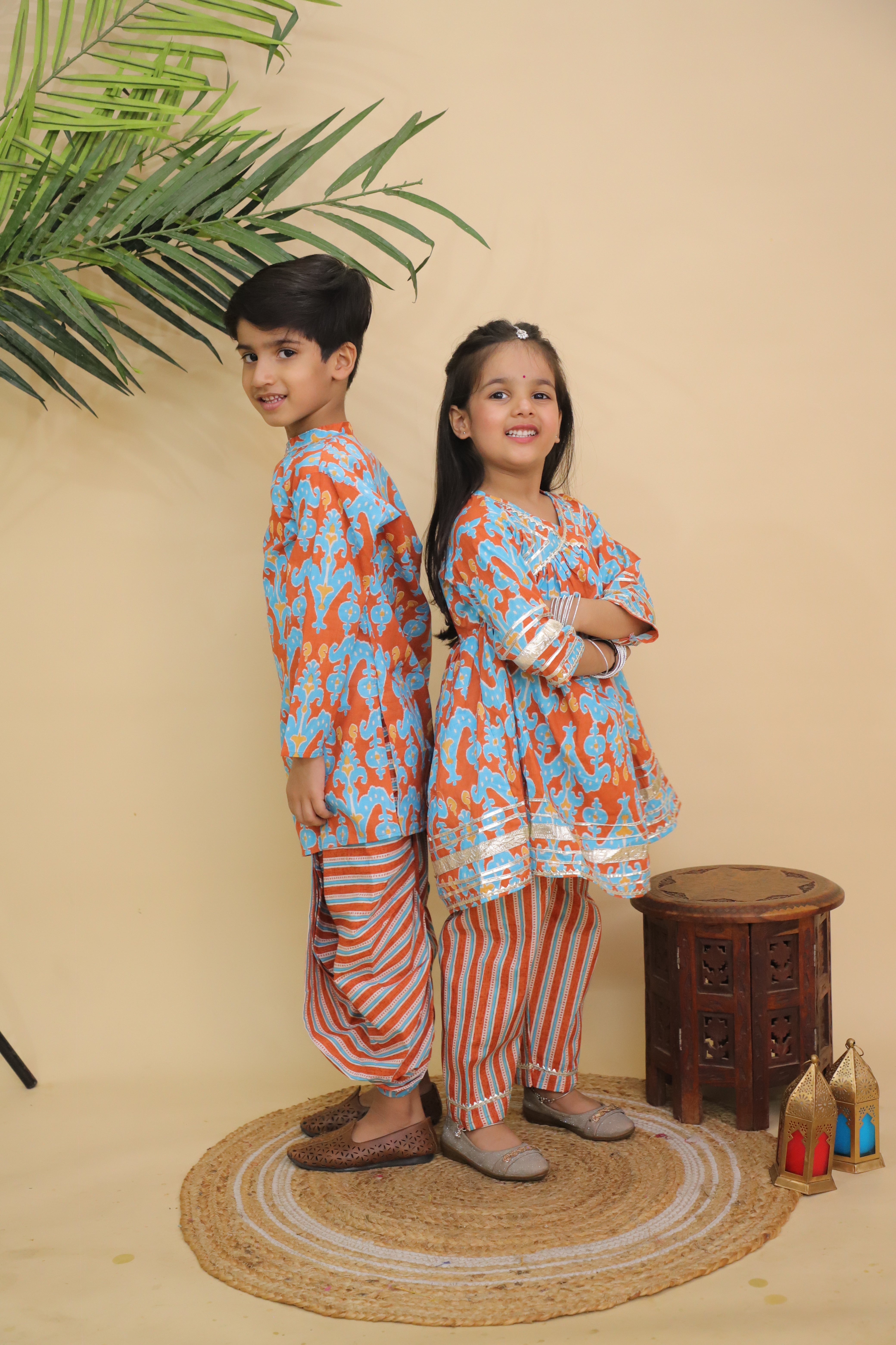Ethnic Set - Rustic Roots Boys Dhoti Kurta and Girls Anarkali Kurta Set