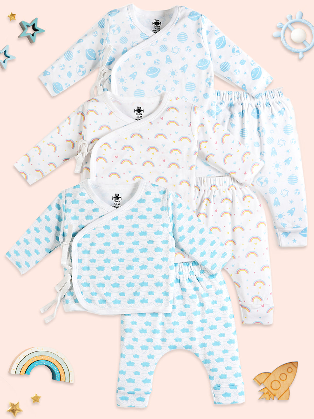 Infant Pajama Set Combo Of 3: Happy Cloud-Out Of World-Magic Bow